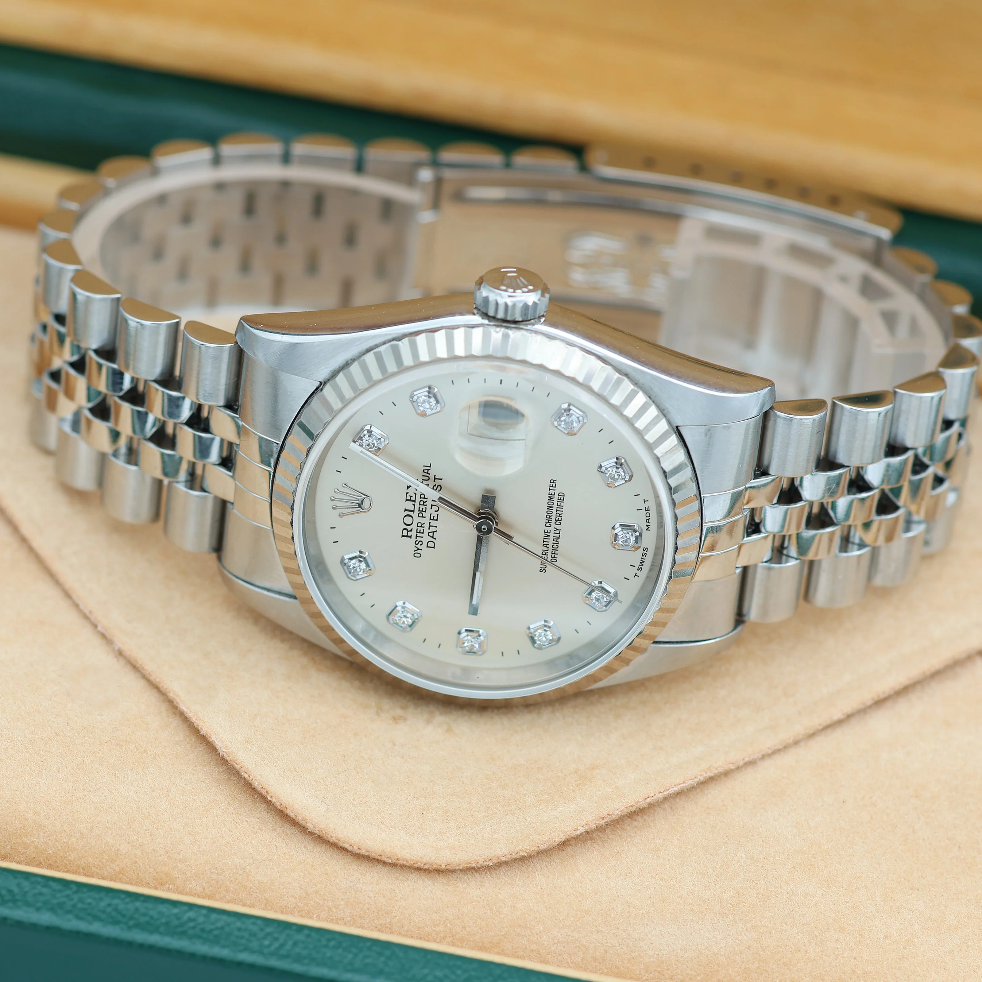 Rolex Datejust 36 ref. 16234 Silver Diamonds Dial - Jubilee Bracelet - Full Set - Image 2