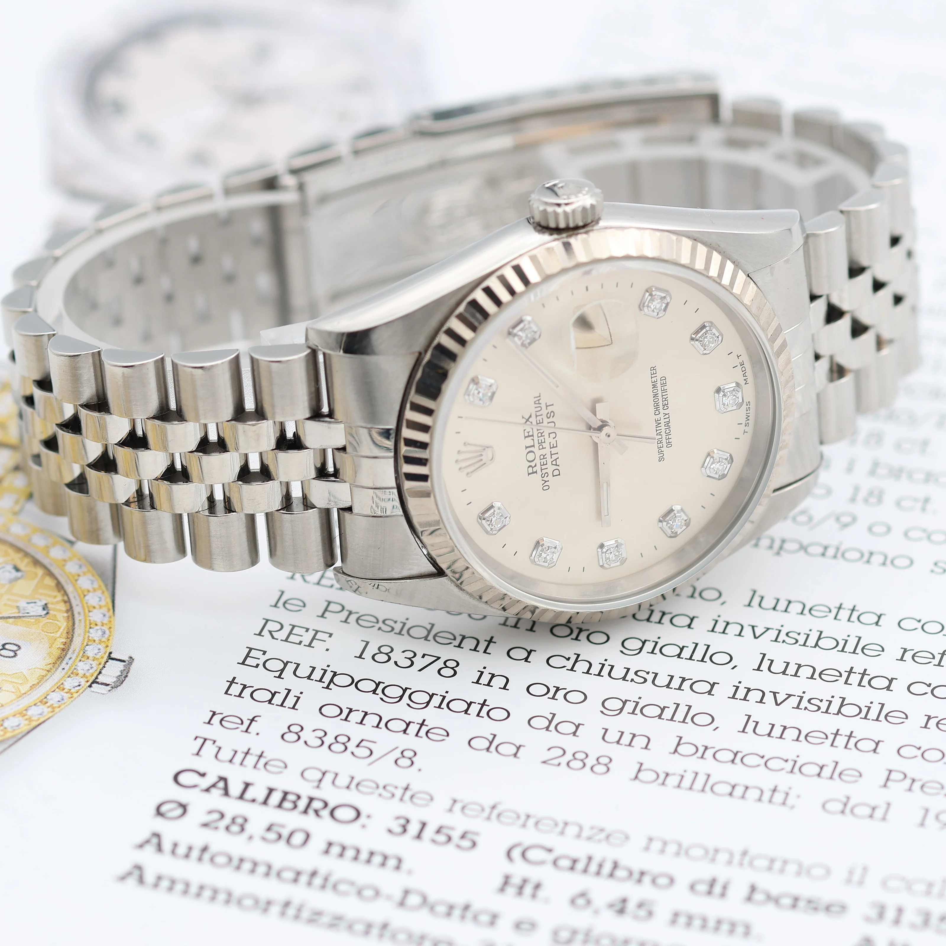 Rolex Datejust 36 ref. 16234 Silver Diamonds Dial - Jubilee Bracelet - Full Set - Image 8