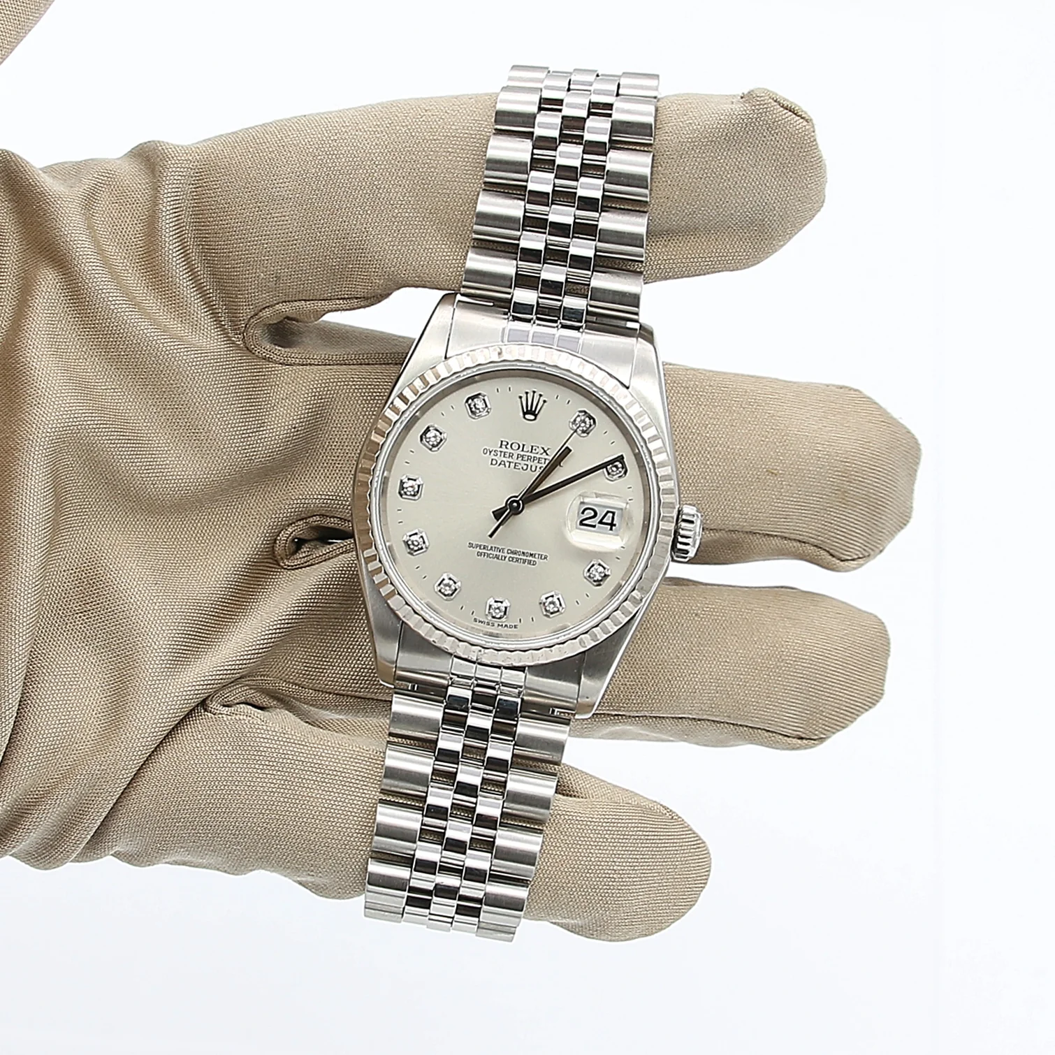 Rolex Datejust 36 ref. 16234 Silver Diamonds dial - Full Set - Image 3