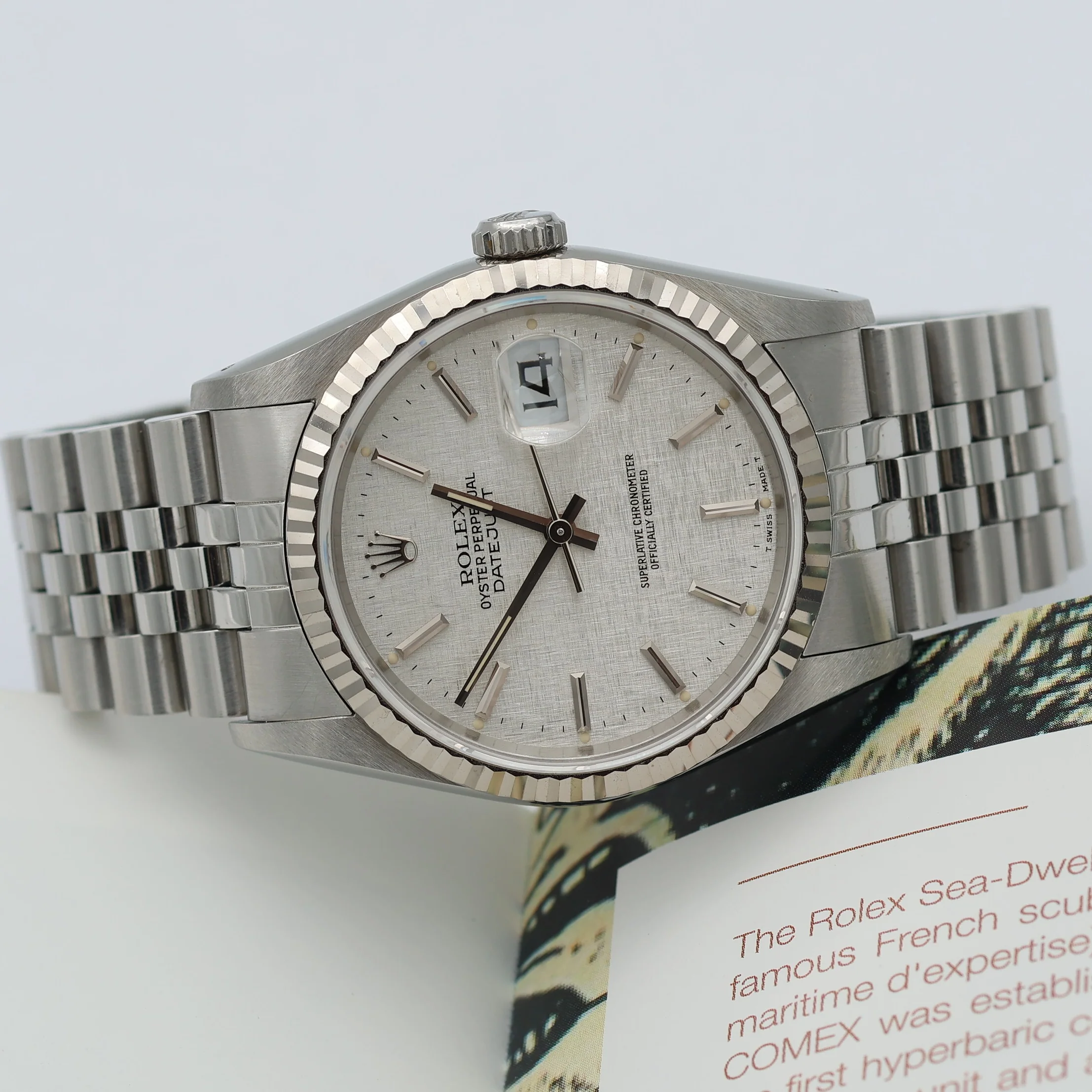Rolex Datejust 36 ref. 16234 Silver Linen Dial -  Jubilee - Full Set - Image 14