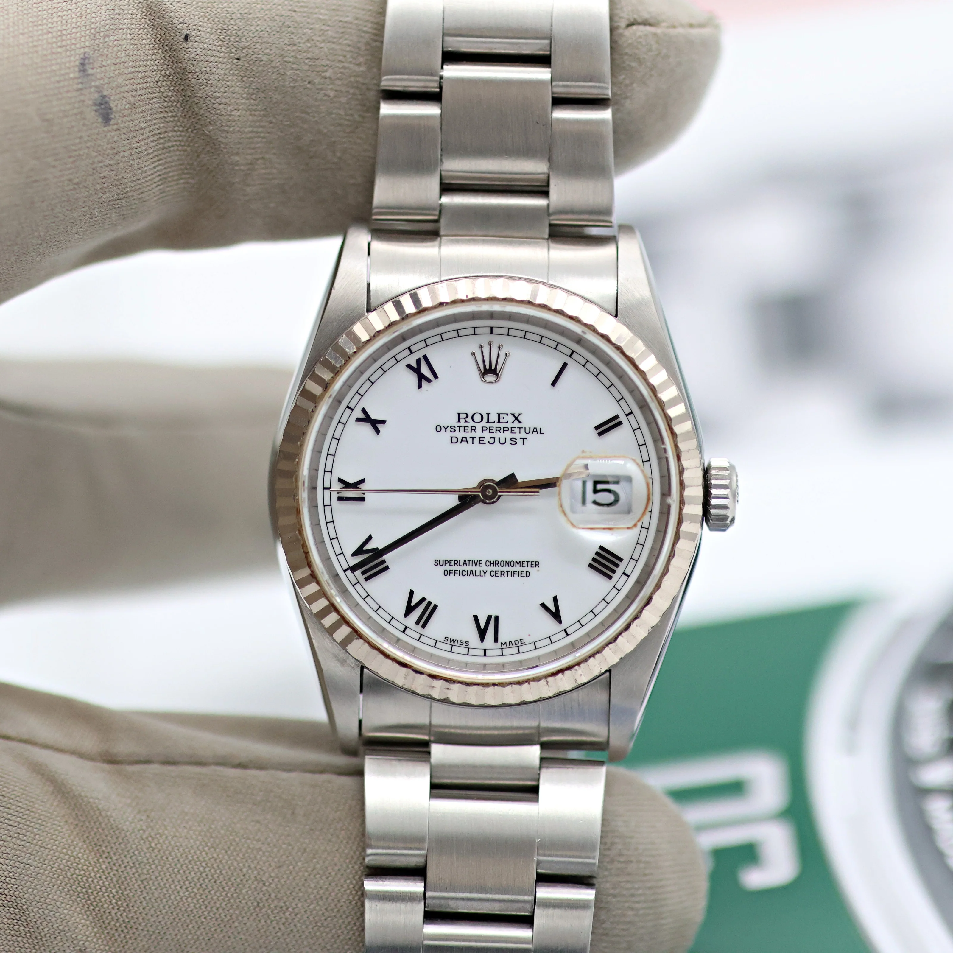 Rolex Datejust 36 ref. 16234 White Roman Dial - Oyster Bracelet - Image 11