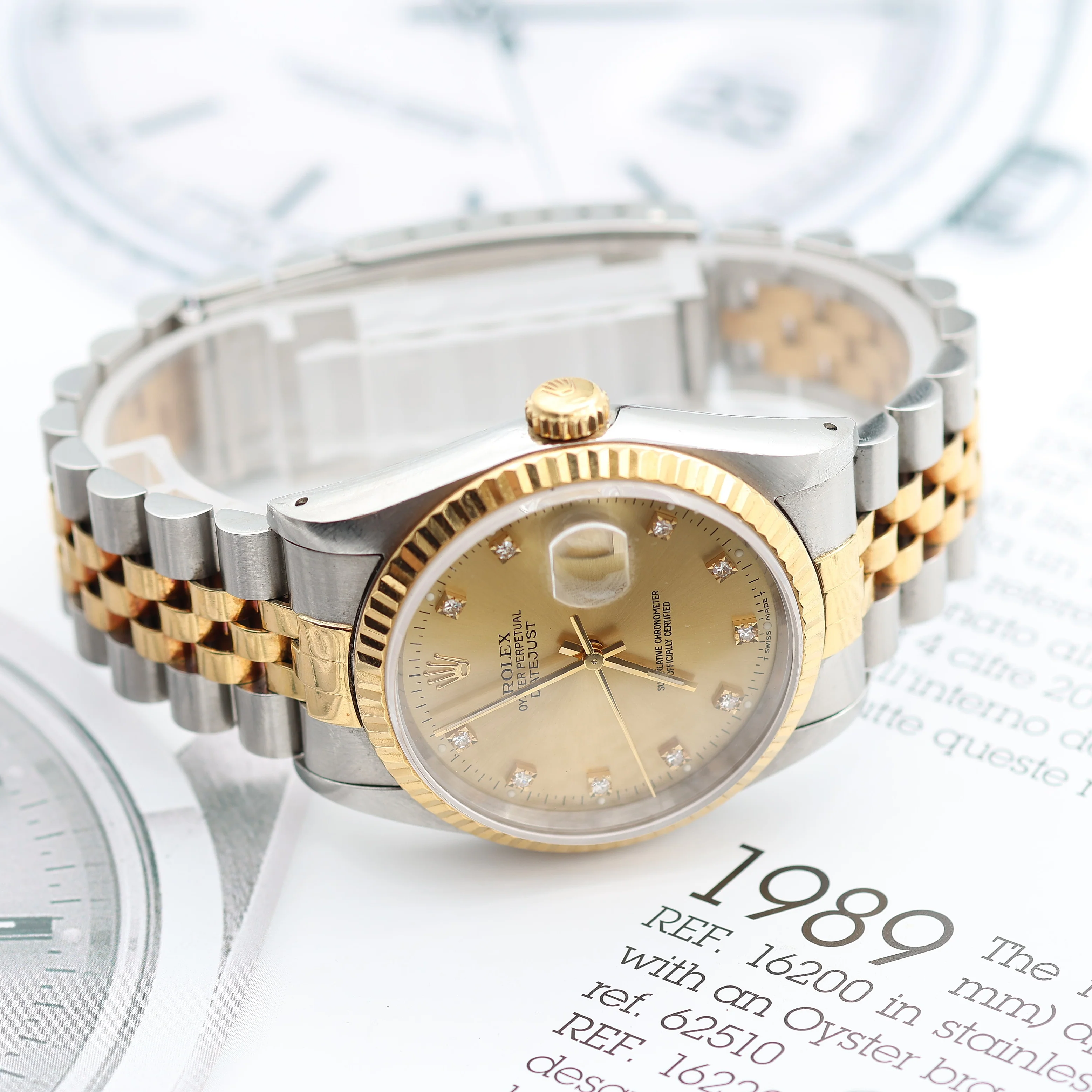Rolex Datejust 36 ref. ref. 16233G Champagne Small Diamonds dial - Full set - Image 11