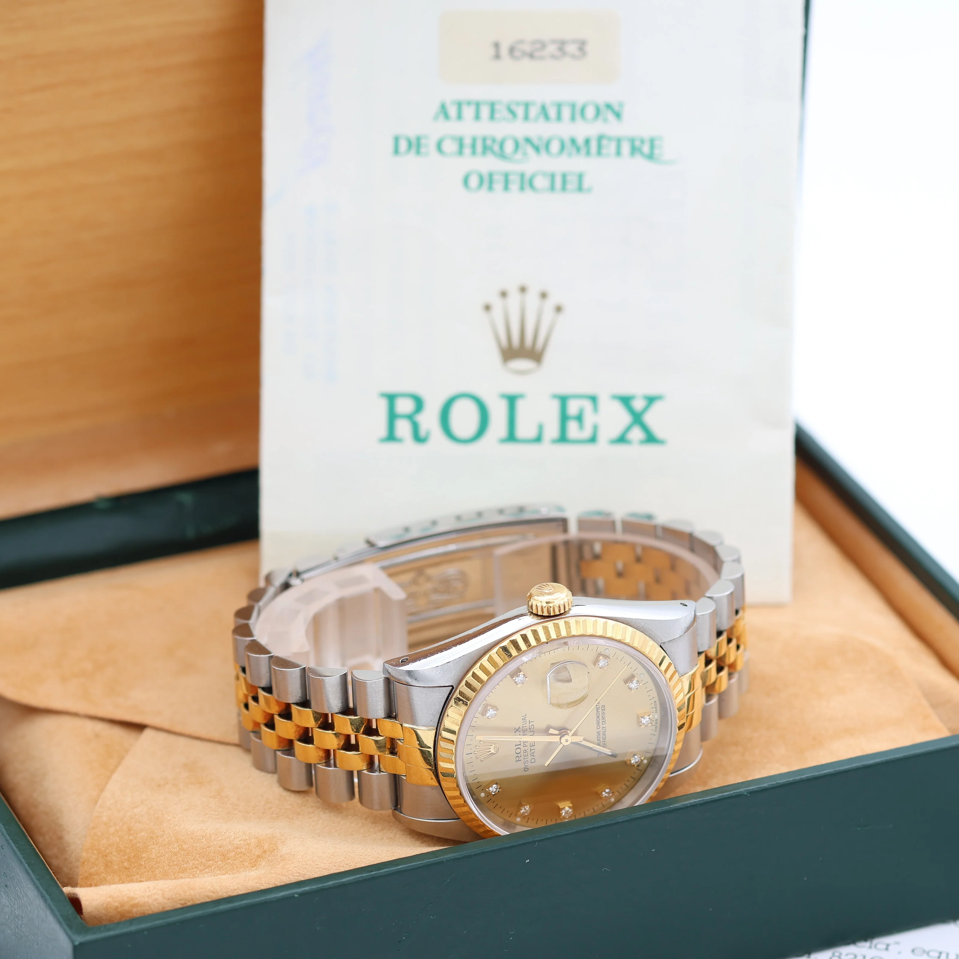 Rolex Datejust 36 ref. ref. 16233G Champagne Small Diamonds dial - Full set - Image 3