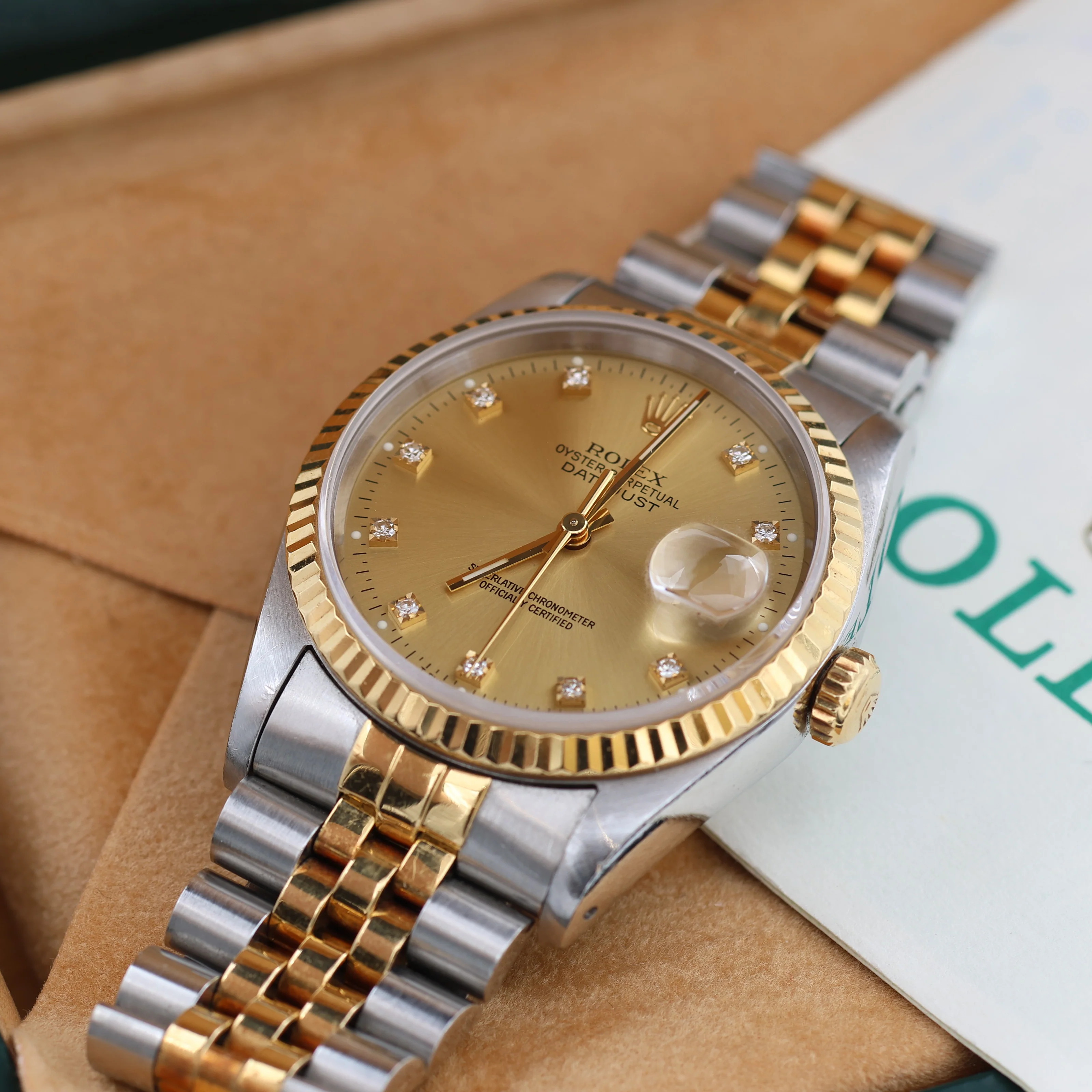 Rolex Datejust 36 ref. ref. 16233G Champagne Small Diamonds dial - Full set - Image 5