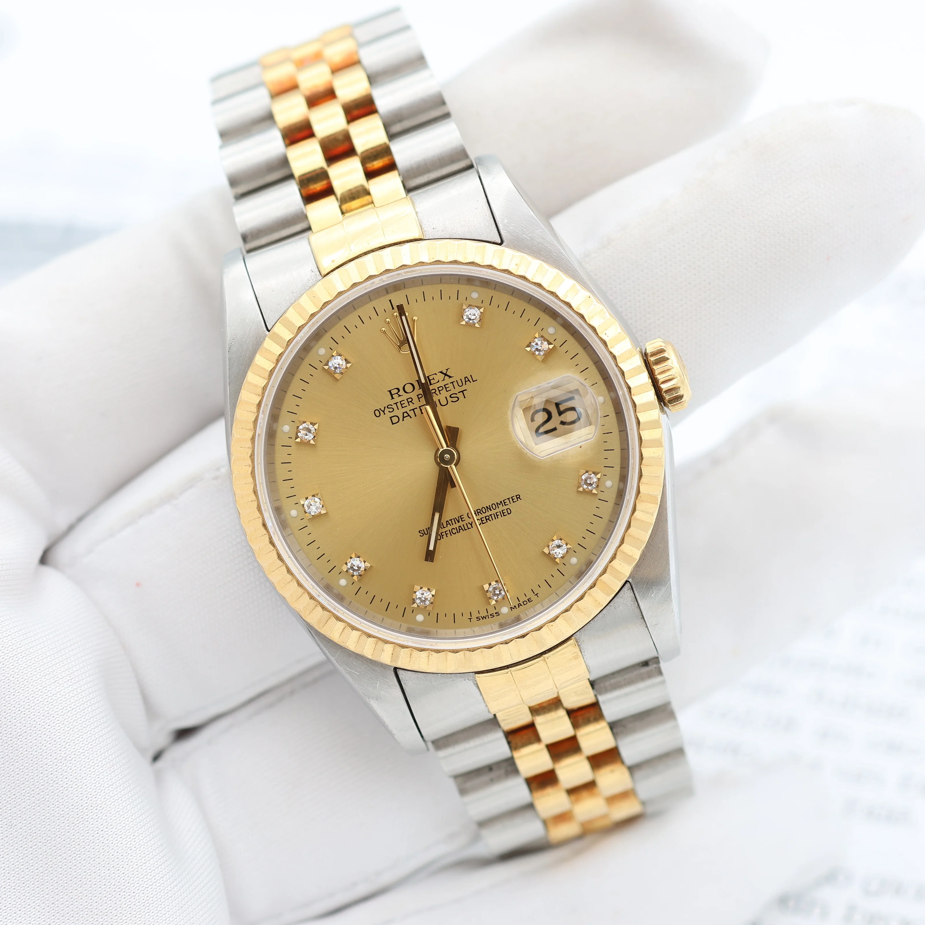 Rolex Datejust 36 ref. ref. 16233G Champagne Small Diamonds dial - Full set - Image 7