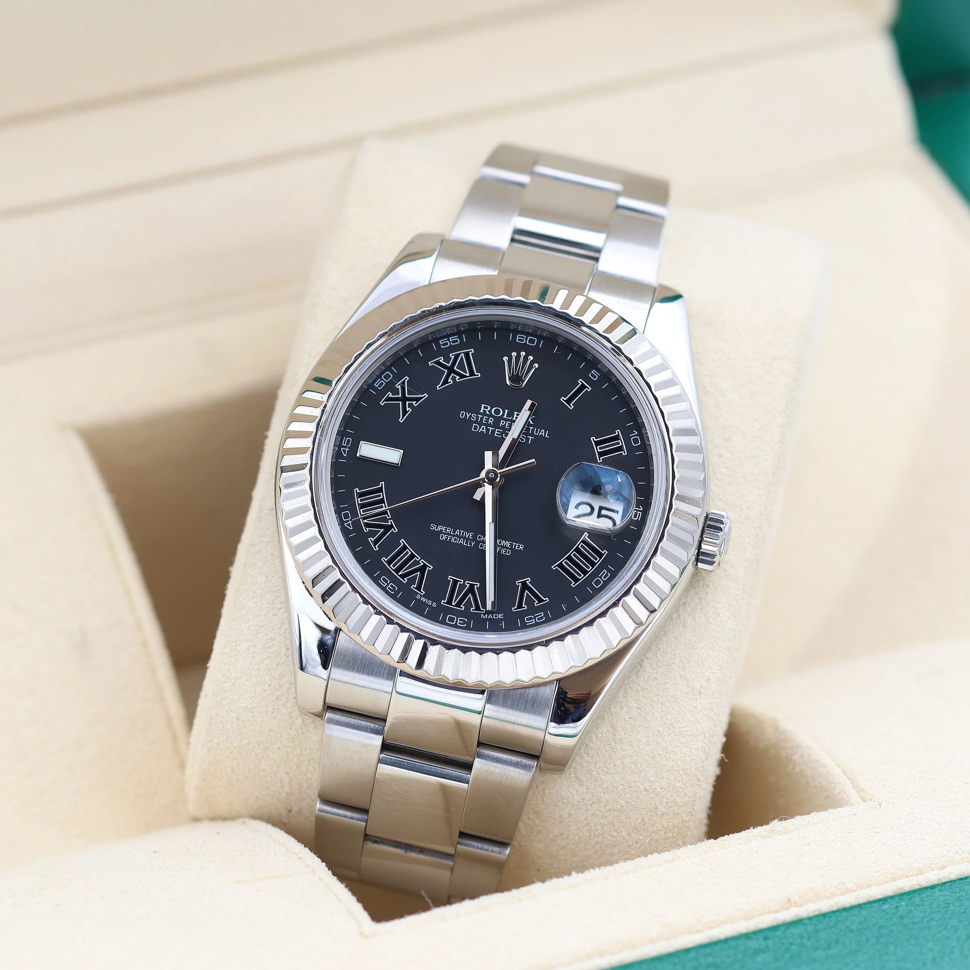 Rolex Datejust II ref. 116334 Black Roman Dial - Oyster Bracelet - Image 2