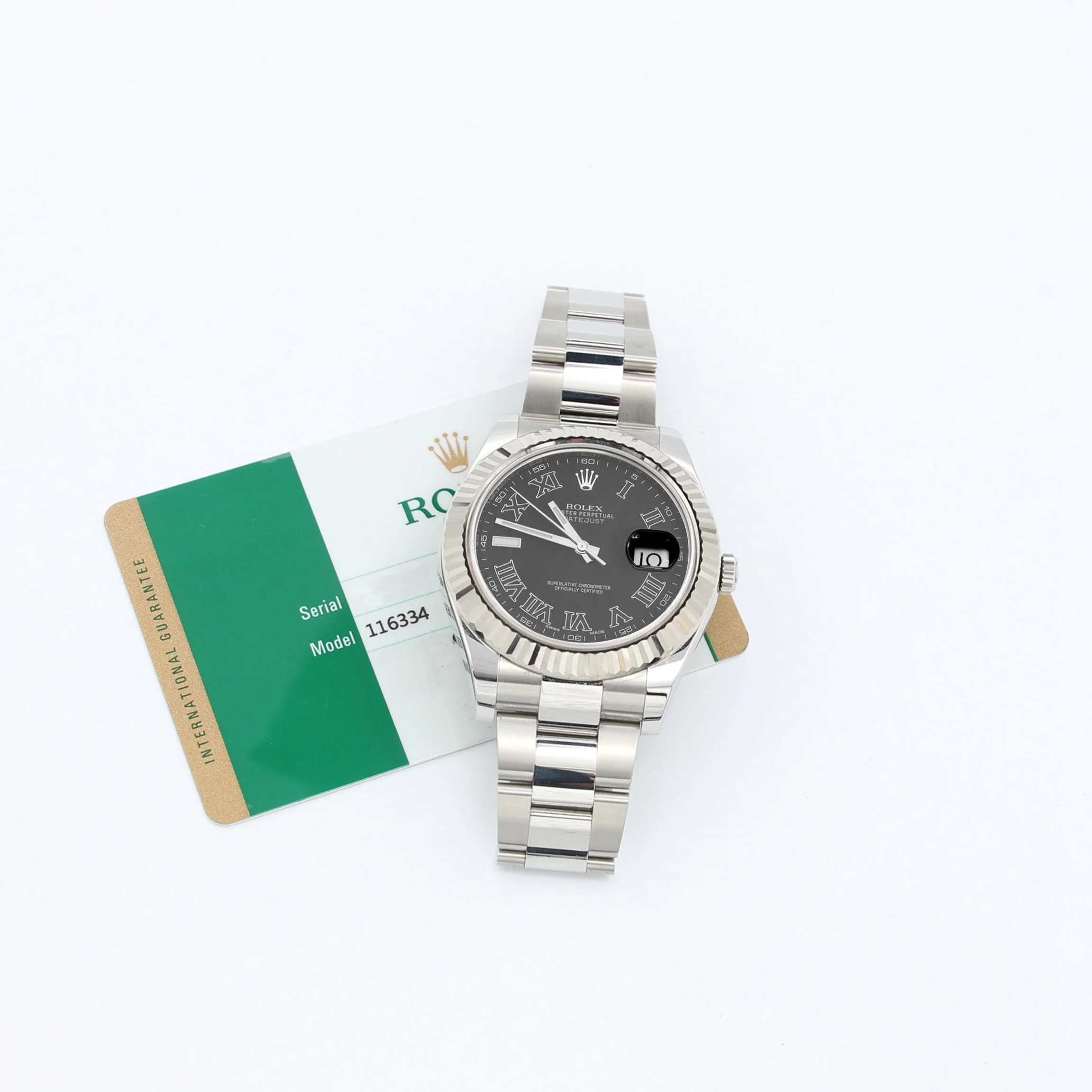 Rolex Datejust II ref. 116334 Grey Roman Dial Oyster Bracelet - Full Set - Image 3