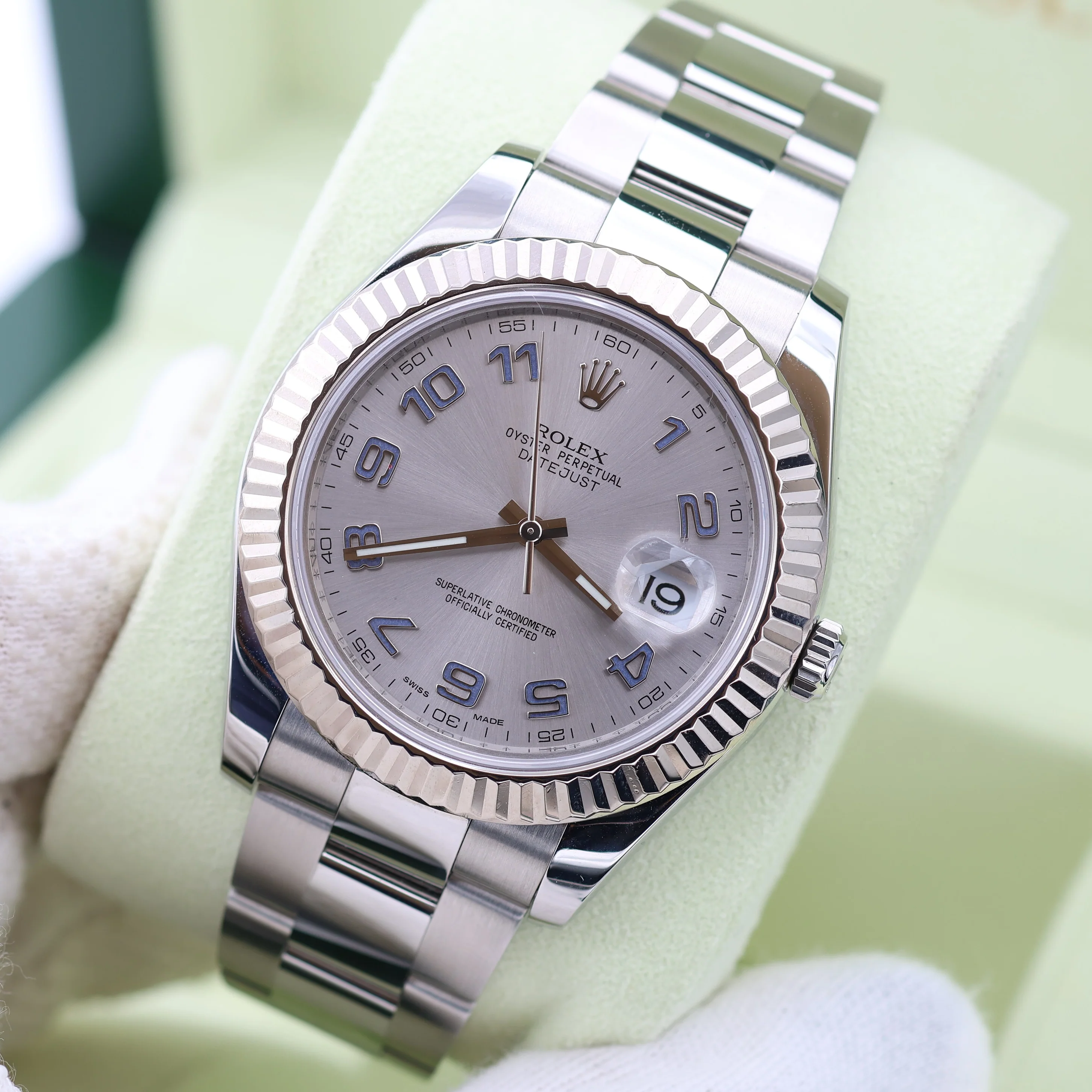 Rolex Datejust II ref. 116334 Silver/Blue Arabic Dial Oyster Bracelet - Full Set - Image 2