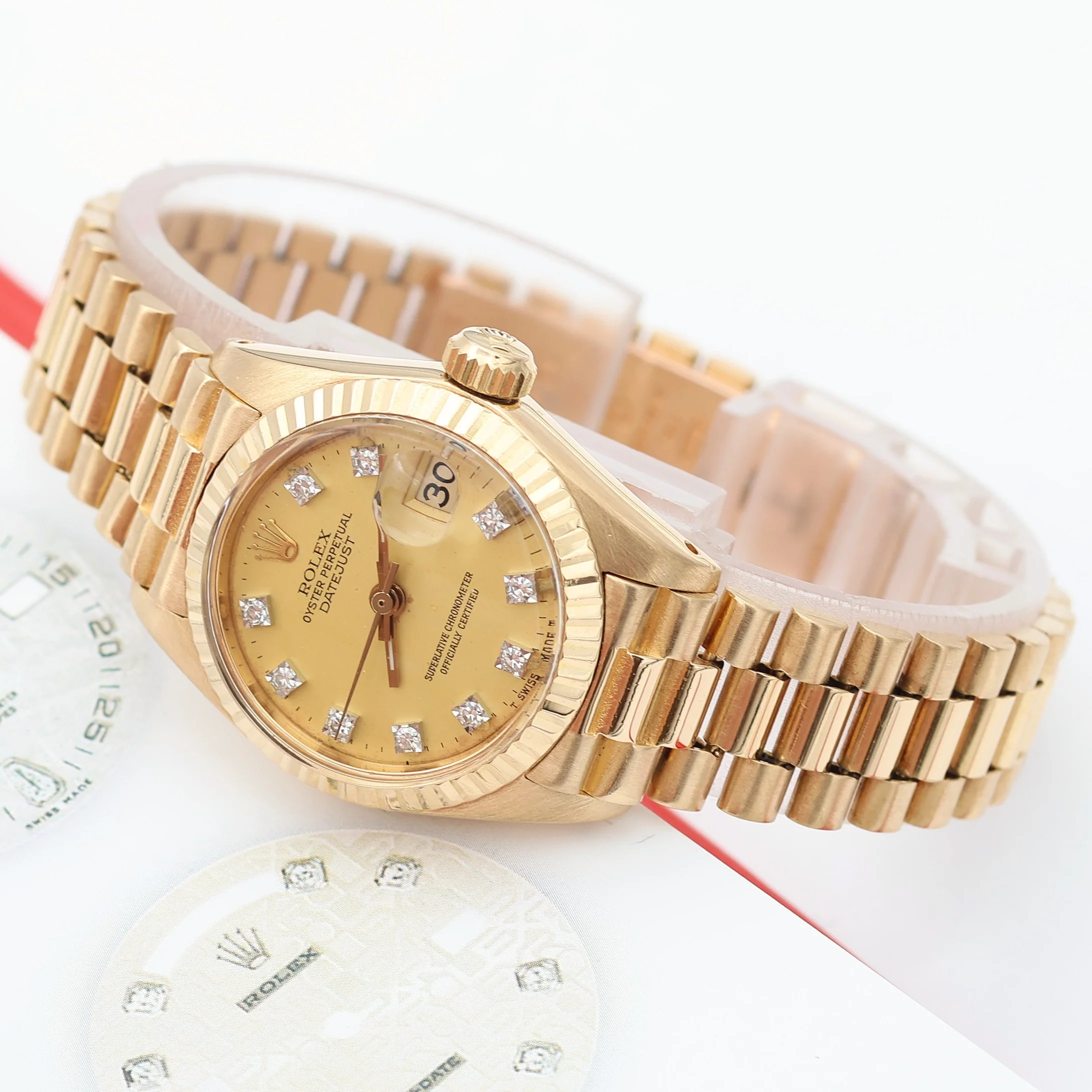 Rolex Datejust Lady ref. 6916 Yellow Diamond Dial - President Bracelet - Image 12