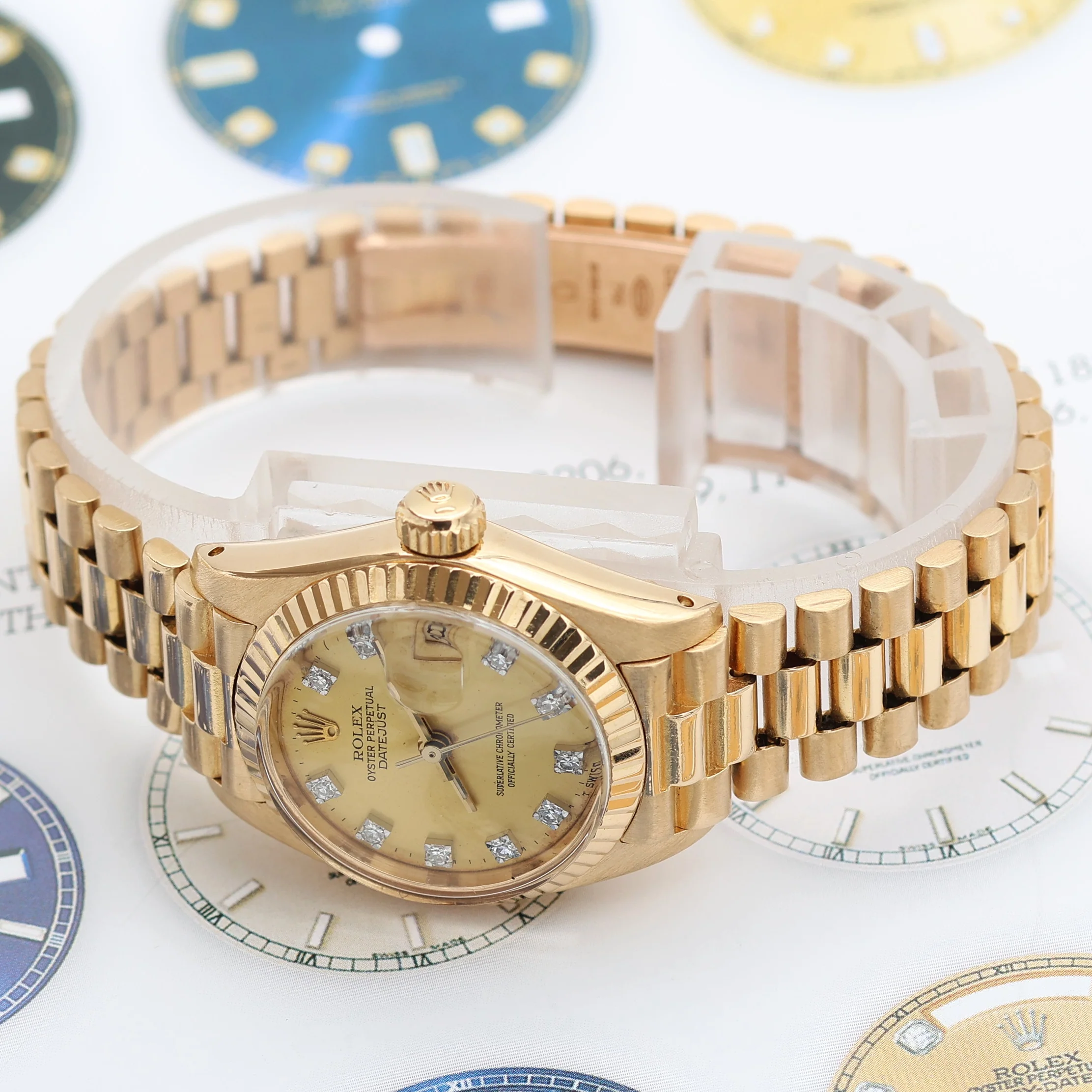 Rolex Datejust Lady ref. 6916 Yellow Diamond Dial - President Bracelet - Image 13