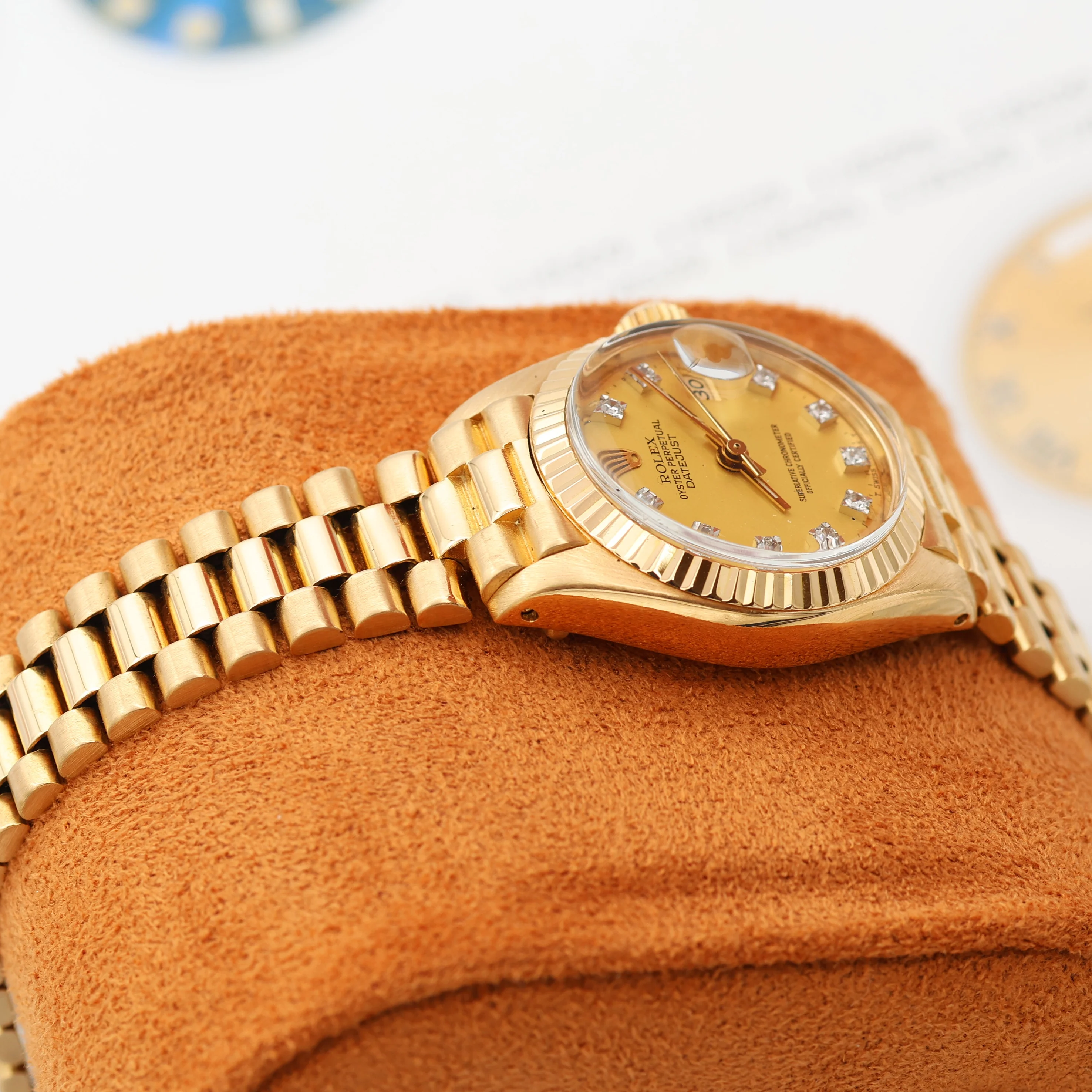 Rolex Datejust Lady ref. 6916 Yellow Diamond Dial - President Bracelet - Image 3