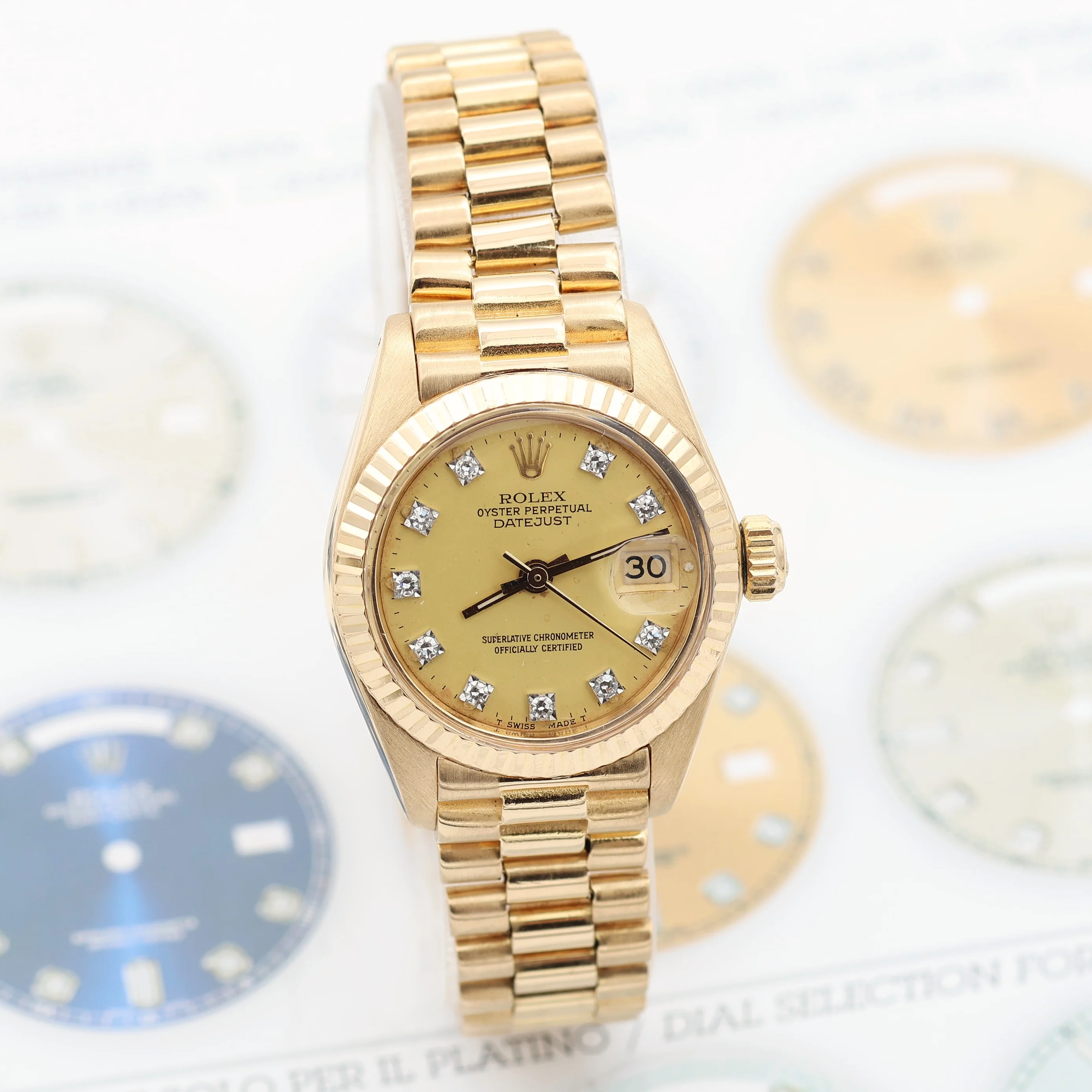 Rolex Datejust Lady ref. 6916 Yellow Diamond Dial - President Bracelet - Image 4