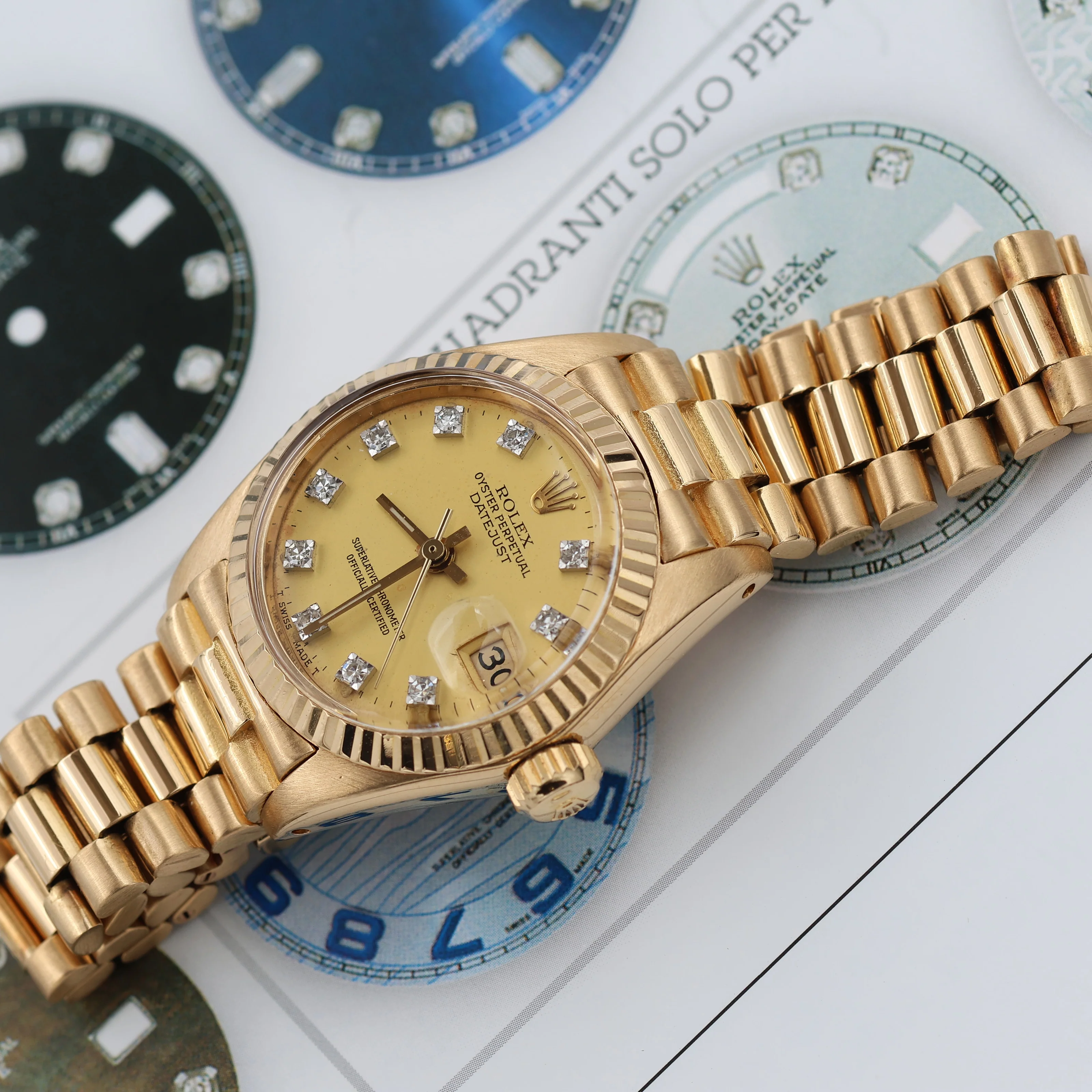 Rolex Datejust Lady ref. 6916 Yellow Diamond Dial - President Bracelet - Image 9