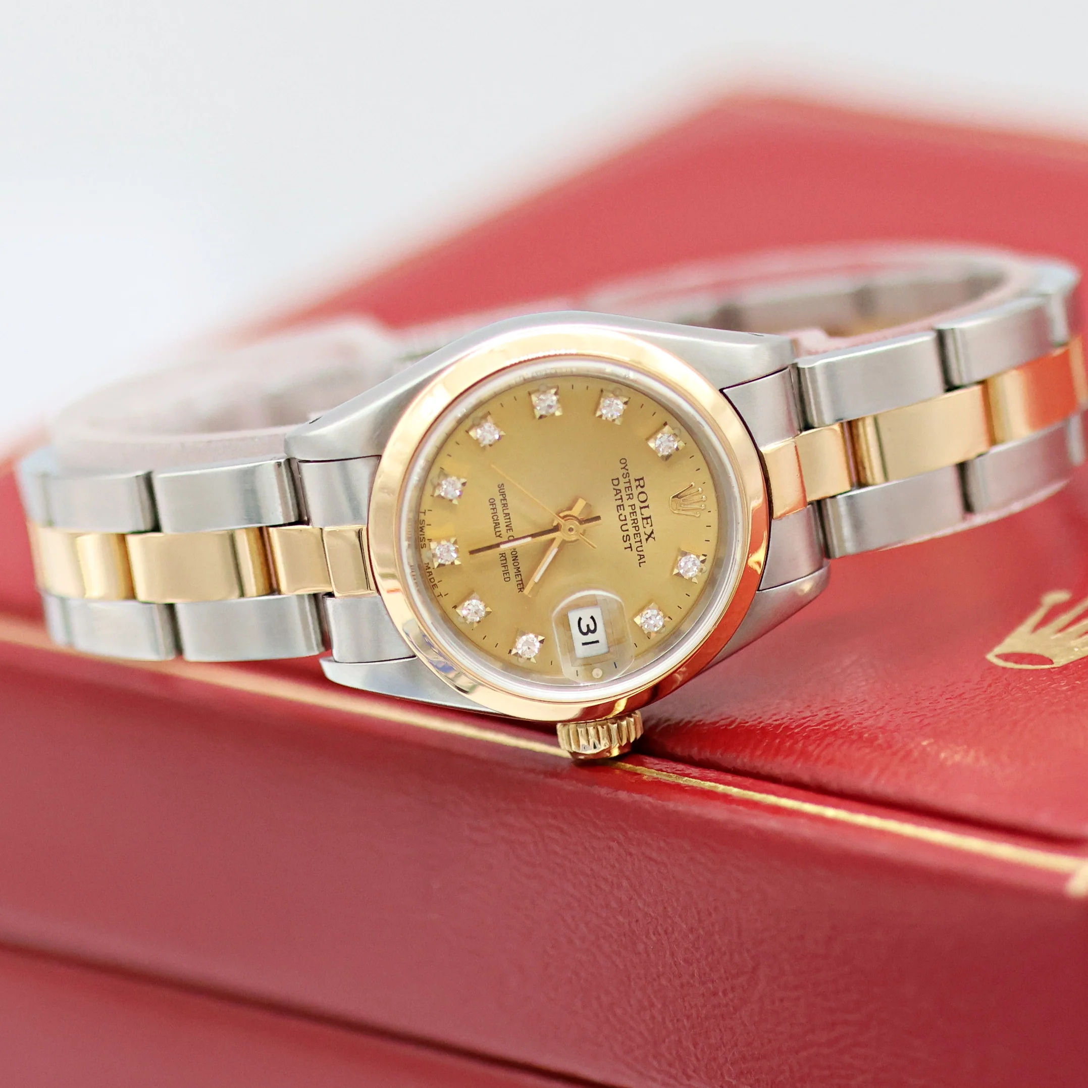 Rolex Datejust Lady ref. 69163 - Oyster Bracelet - Champagne Diamonds Dial - Full Set - Image 4