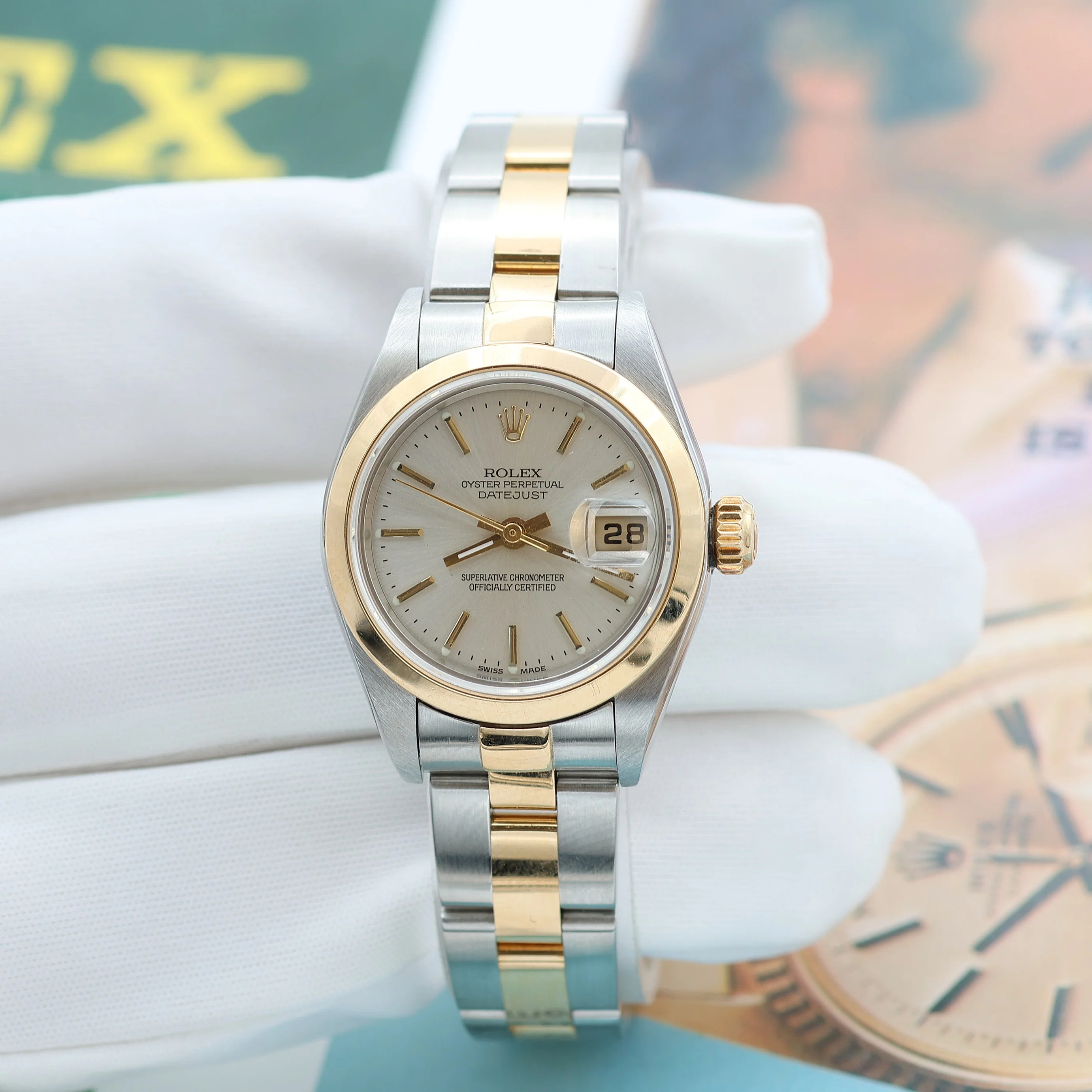 Rolex Datejust Lady ref. 69163 Steel/Gold - Oyster Bracelet - Silver with Golden Index Dial - Image 2