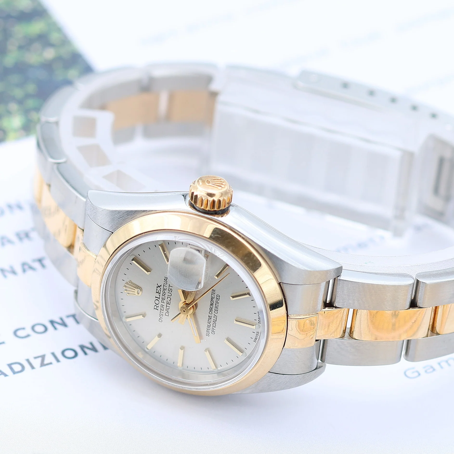 Rolex Datejust Lady ref. 69163 Steel/Gold - Oyster Bracelet - Silver with Golden Index Dial - Image 6