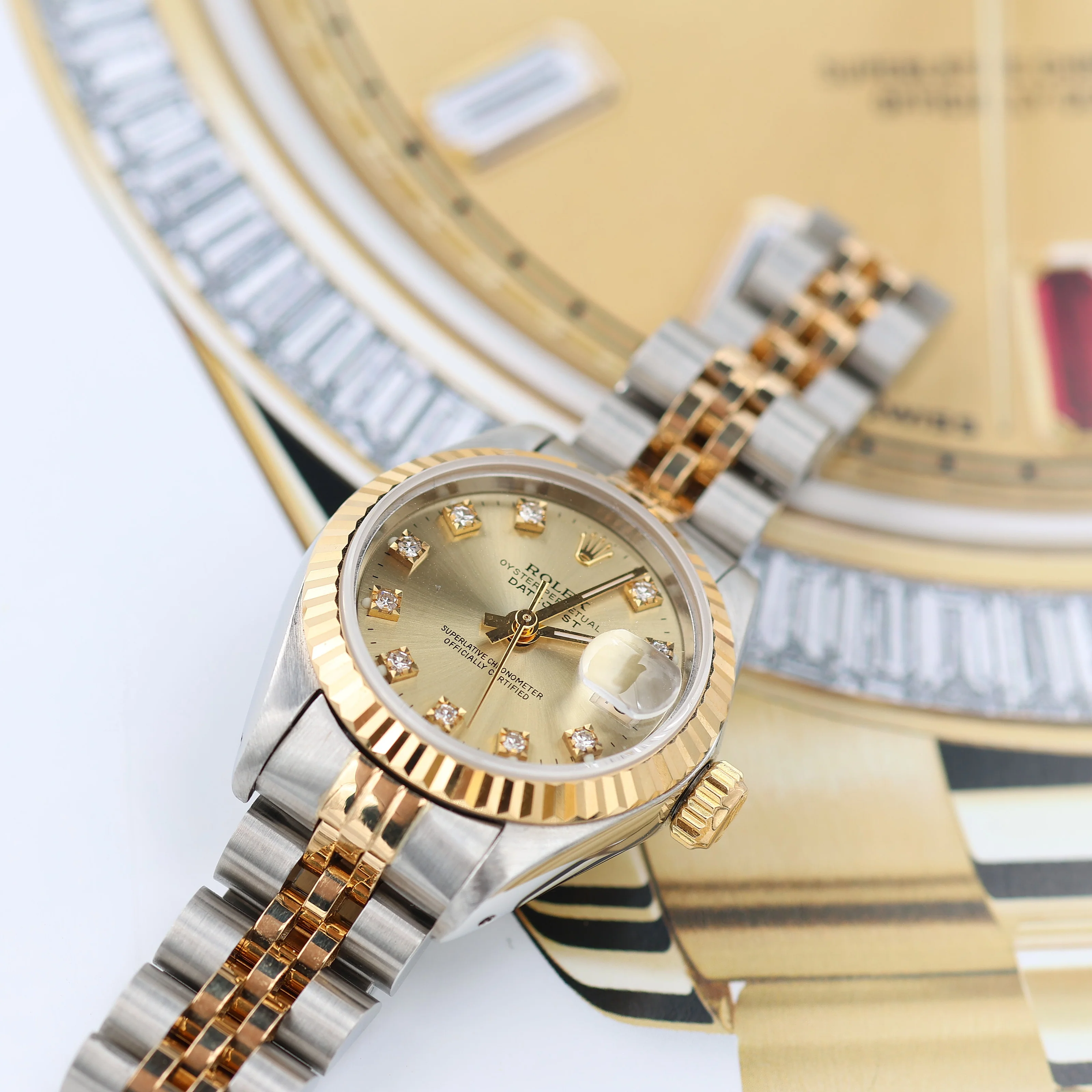 Rolex Datejust Lady ref. 69173 - Champagne Diamonds Dial - Jubilee - Full Set - Image 3