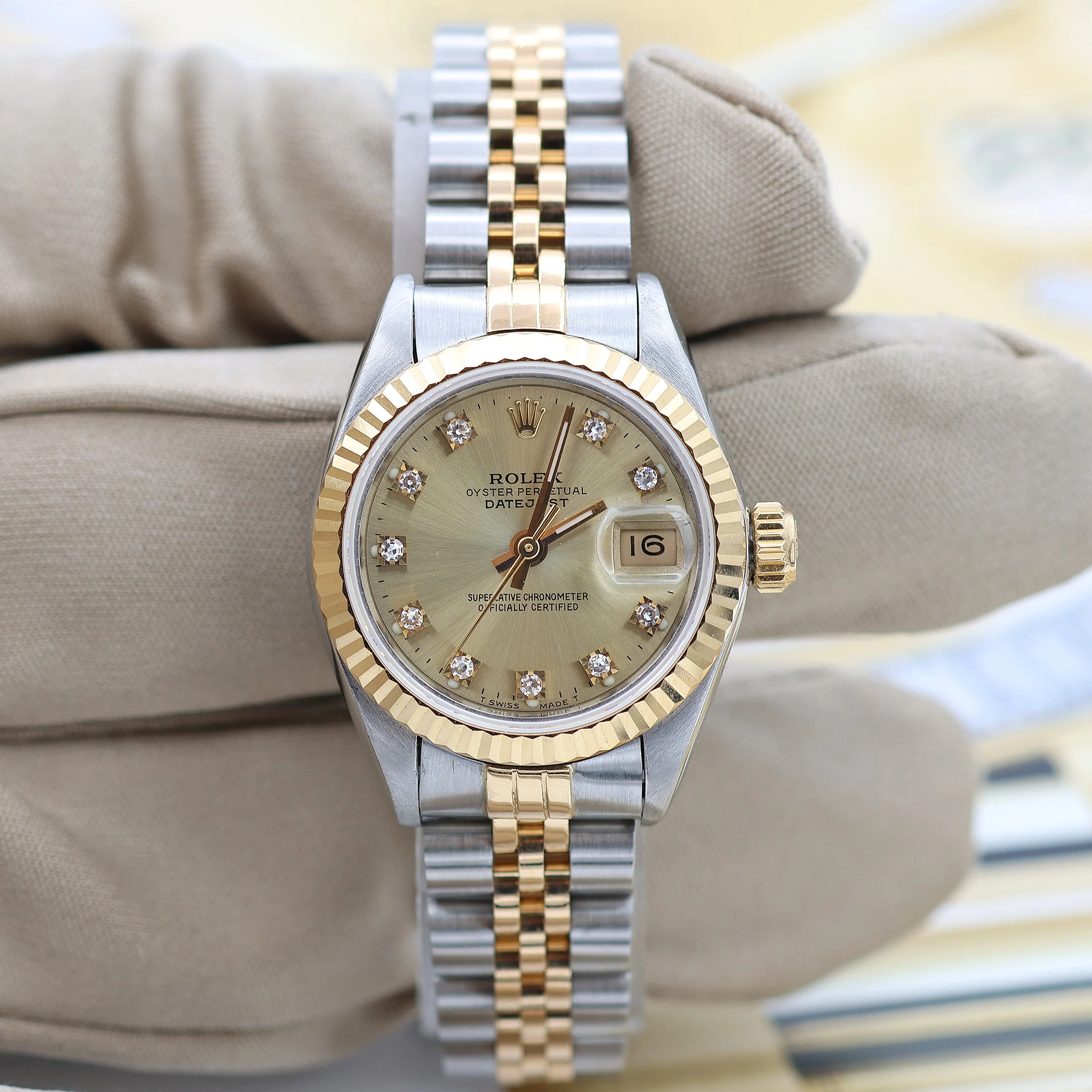 Rolex Datejust Lady ref. 69173 - Champagne Diamonds Dial - Jubilee - Full Set - Image 5