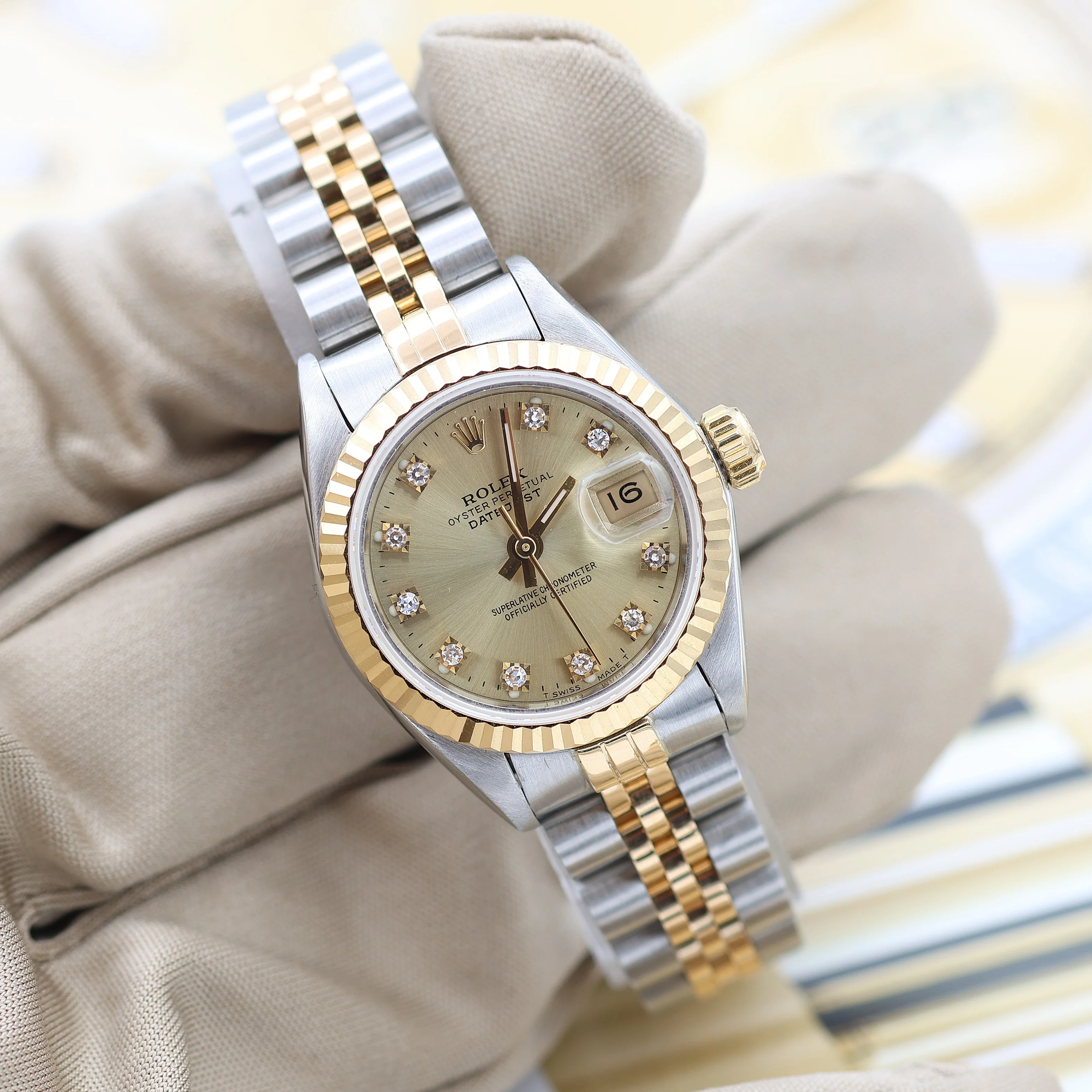 Rolex Datejust Lady ref. 69173 - Champagne Diamonds Dial - Jubilee - Full Set - Image 6