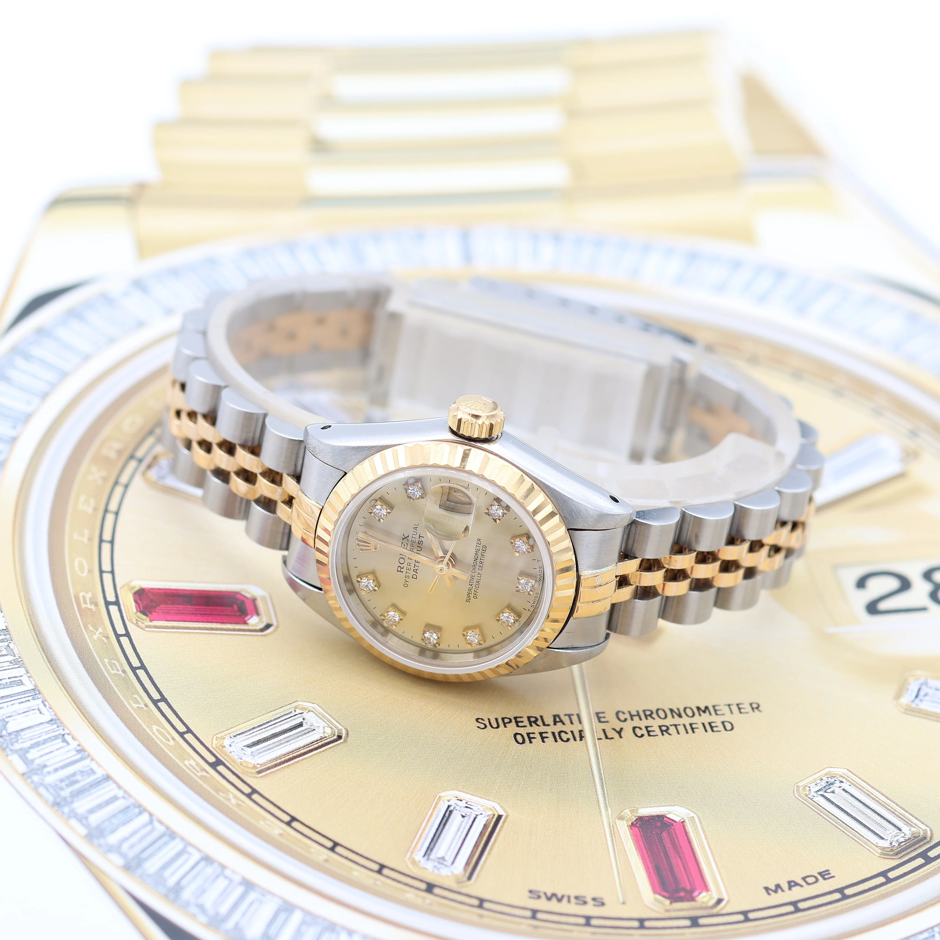 Rolex Datejust Lady ref. 69173 - Champagne Diamonds Dial - Jubilee - Full Set - Image 8