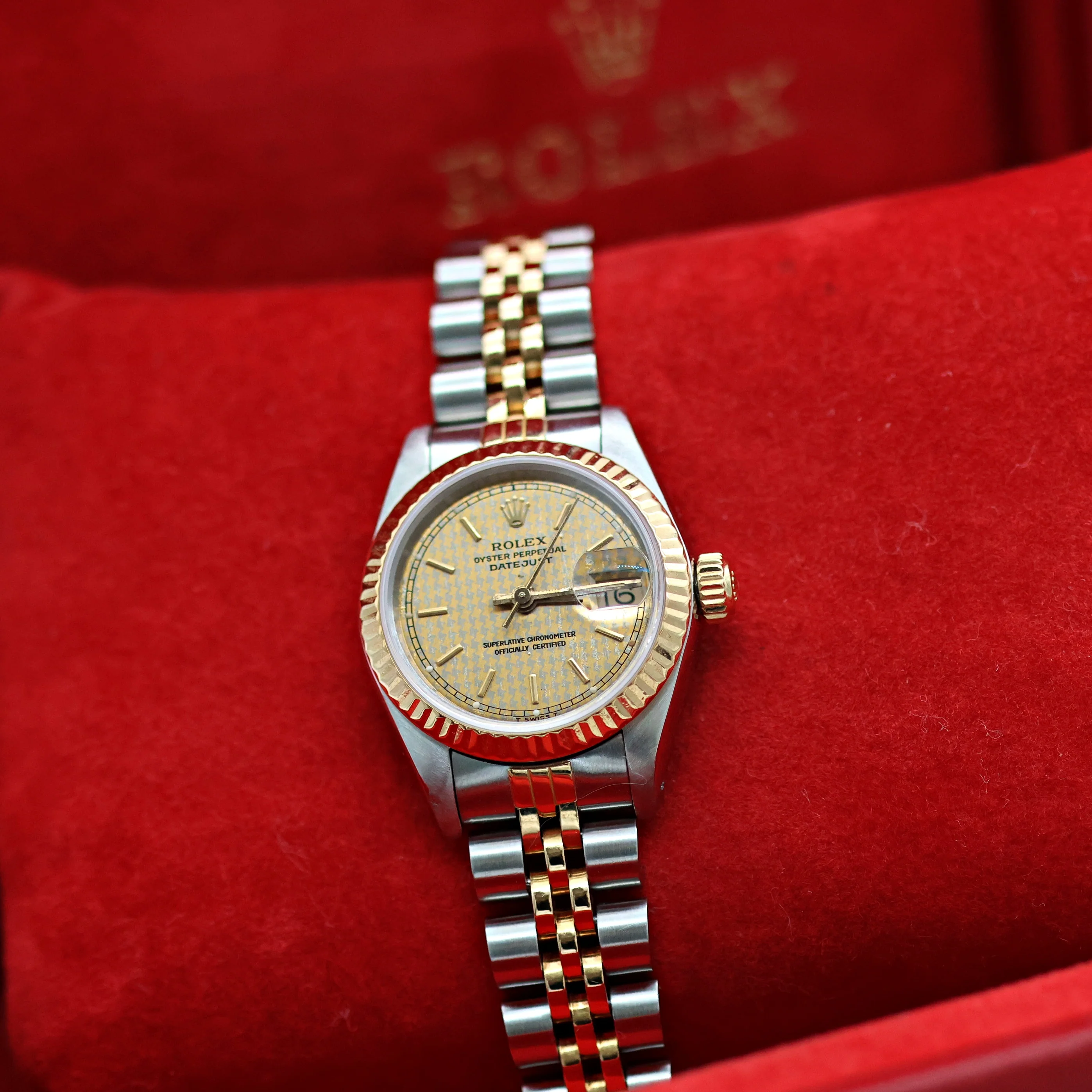 Rolex Datejust Lady ref. 69173 Steel/Gold - Houndstooth Dial - Jubilee - Full Set