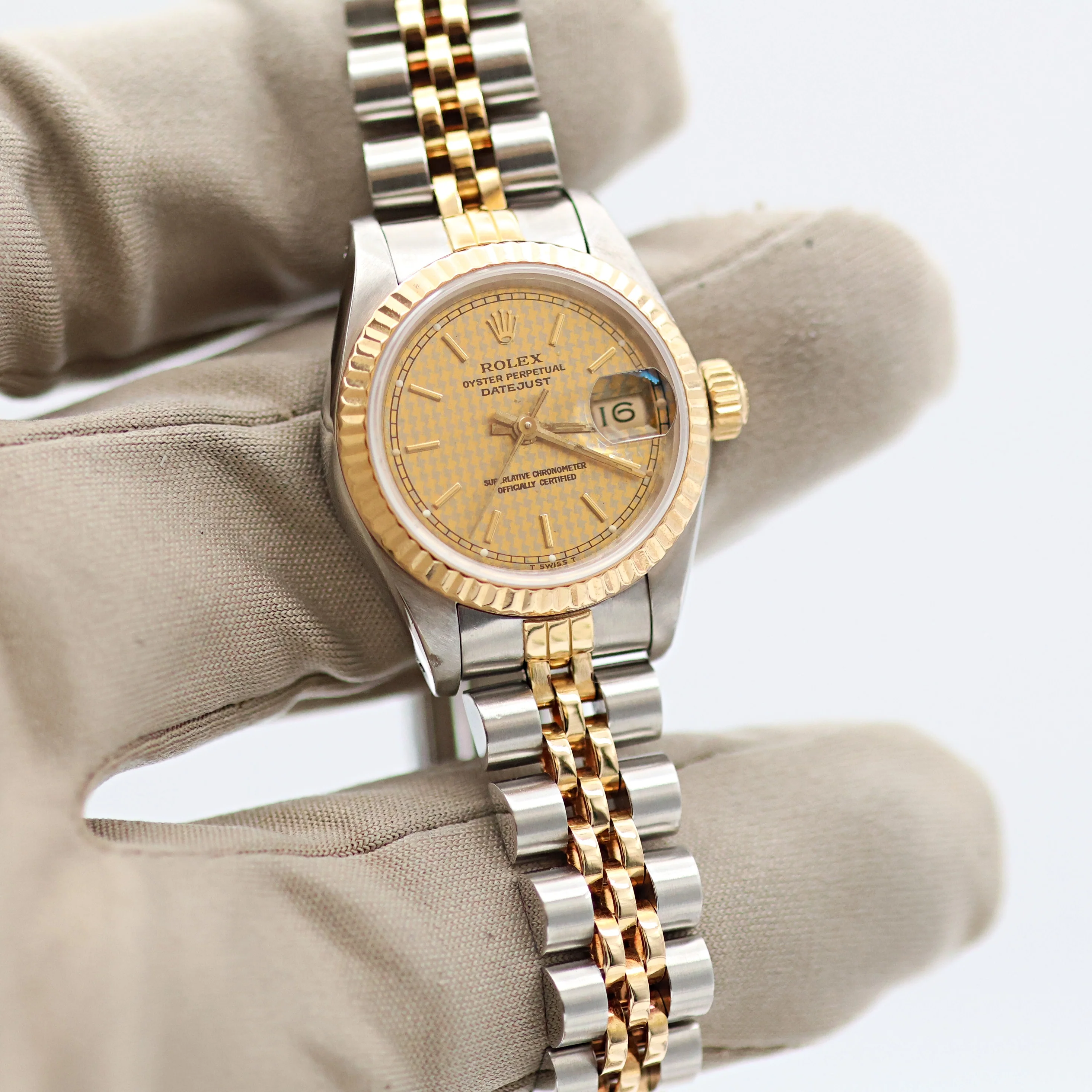 Rolex Datejust Lady ref. 69173 Steel/Gold - Houndstooth Dial - Jubilee - Full Set - Image 11