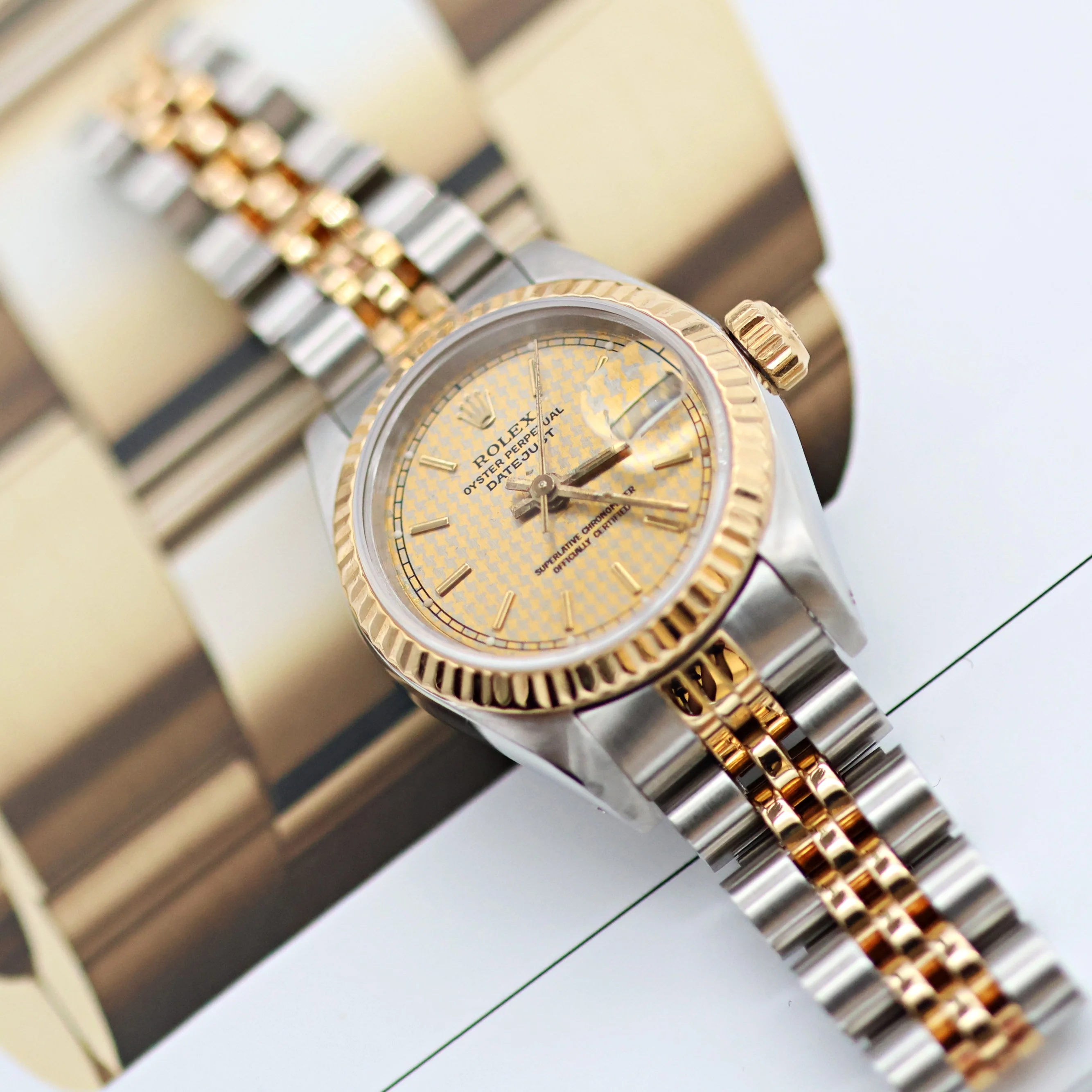 Rolex Datejust Lady ref. 69173 Steel/Gold - Houndstooth Dial - Jubilee - Full Set - Image 14