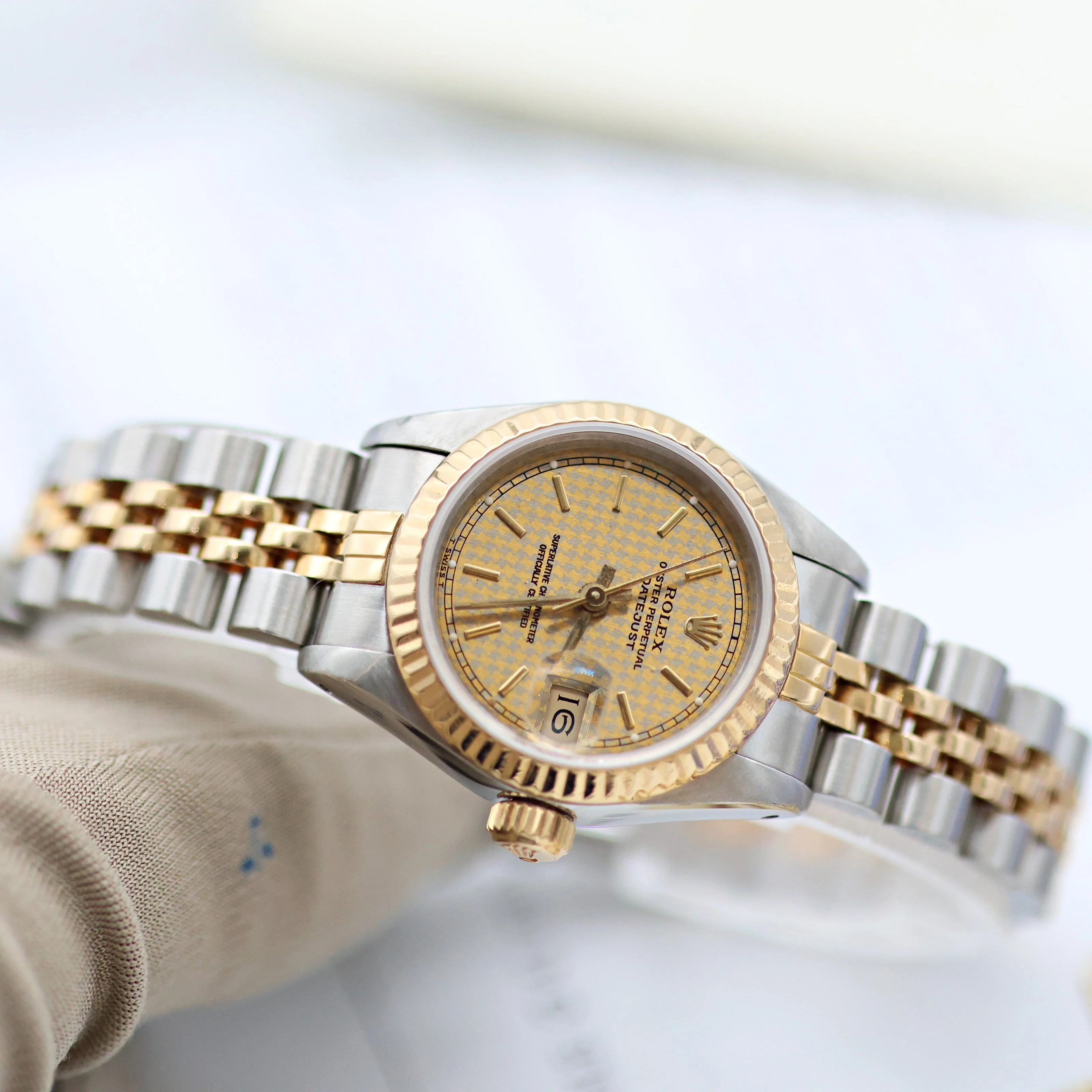 Rolex Datejust Lady ref. 69173 Steel/Gold - Houndstooth Dial - Jubilee - Full Set - Image 15