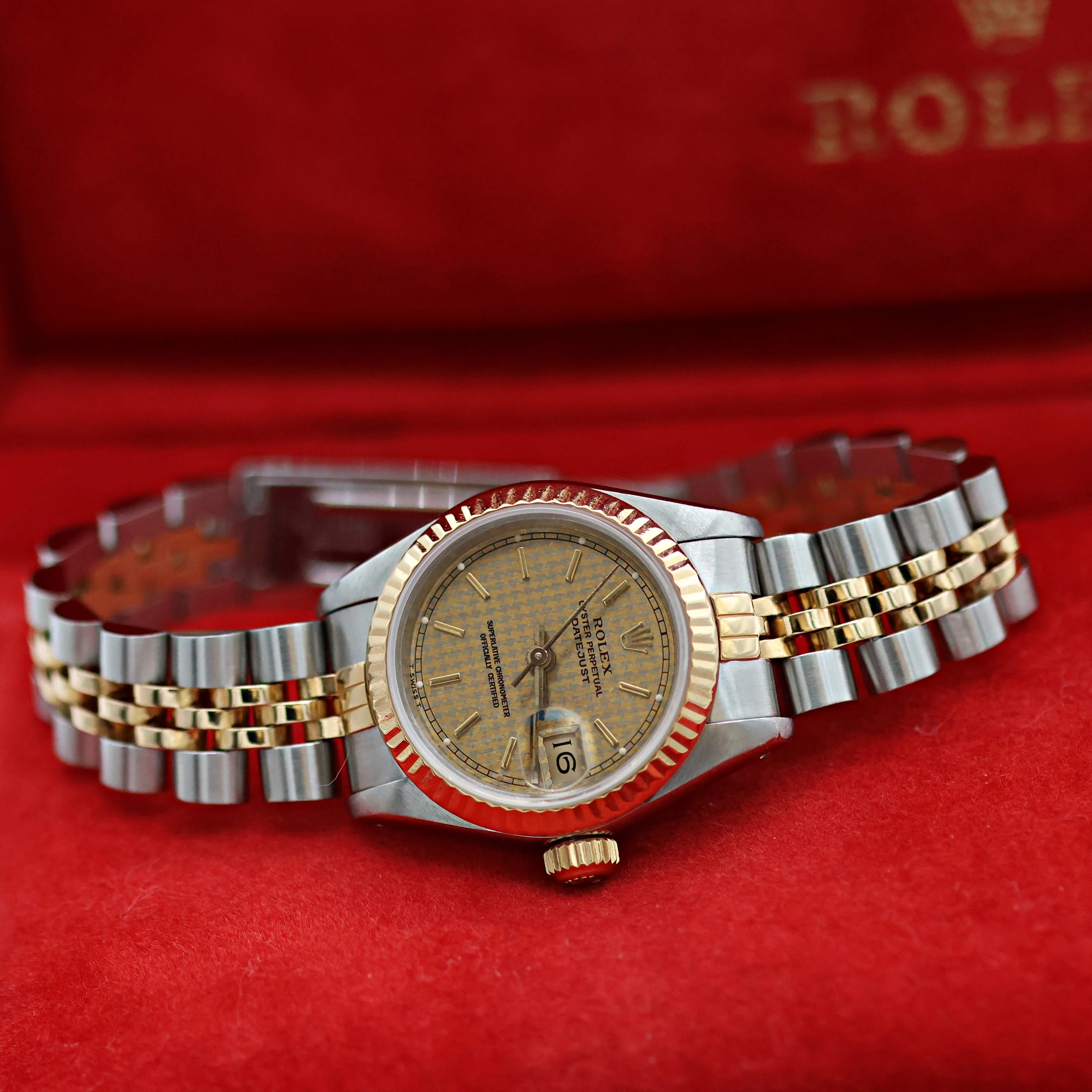Rolex Datejust Lady ref. 69173 Steel/Gold - Houndstooth Dial - Jubilee - Full Set - Image 3