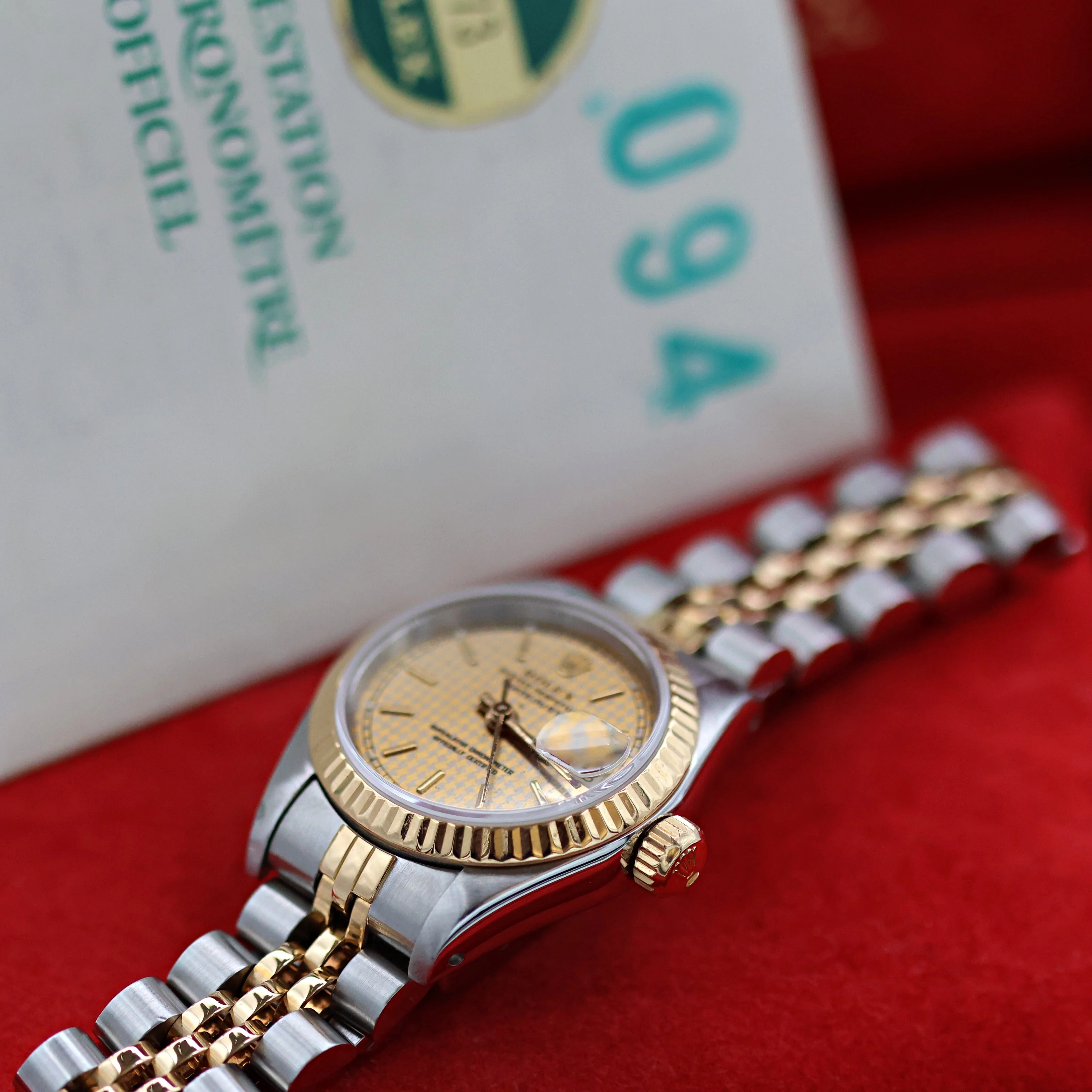 Rolex Datejust Lady ref. 69173 Steel/Gold - Houndstooth Dial - Jubilee - Full Set - Image 4