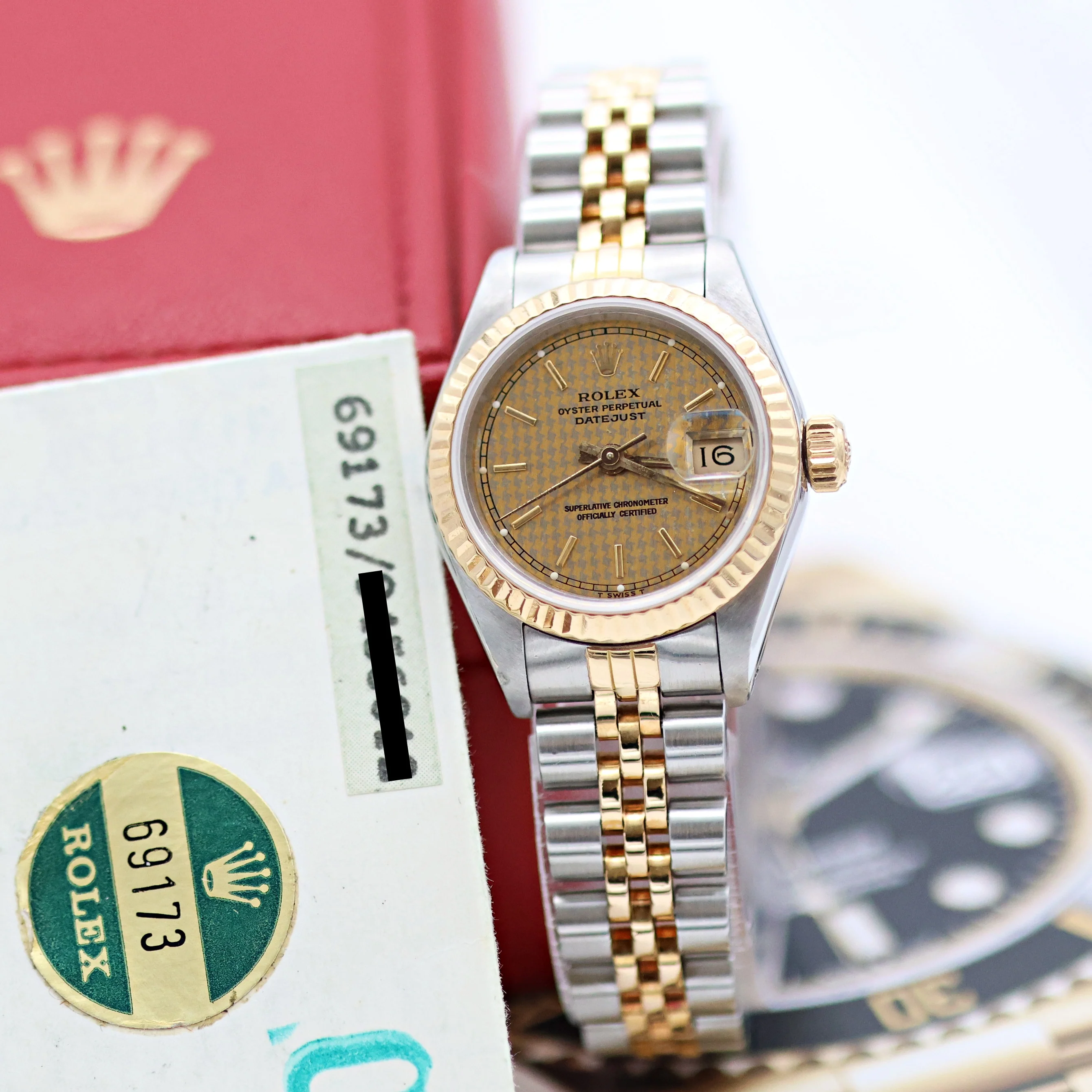 Rolex Datejust Lady ref. 69173 Steel/Gold - Houndstooth Dial - Jubilee - Full Set - Image 7