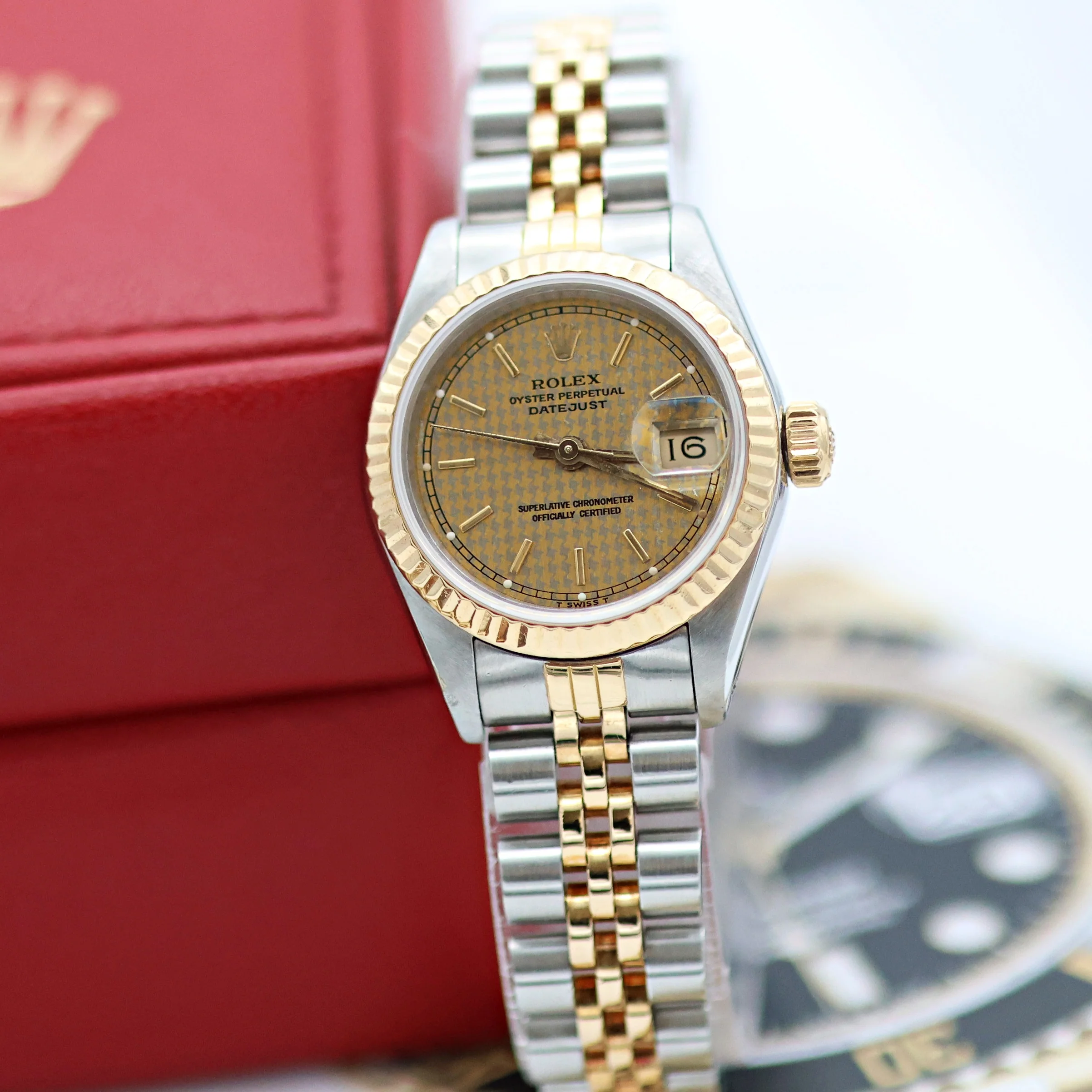Rolex Datejust Lady ref. 69173 Steel/Gold - Houndstooth Dial - Jubilee - Full Set - Image 8