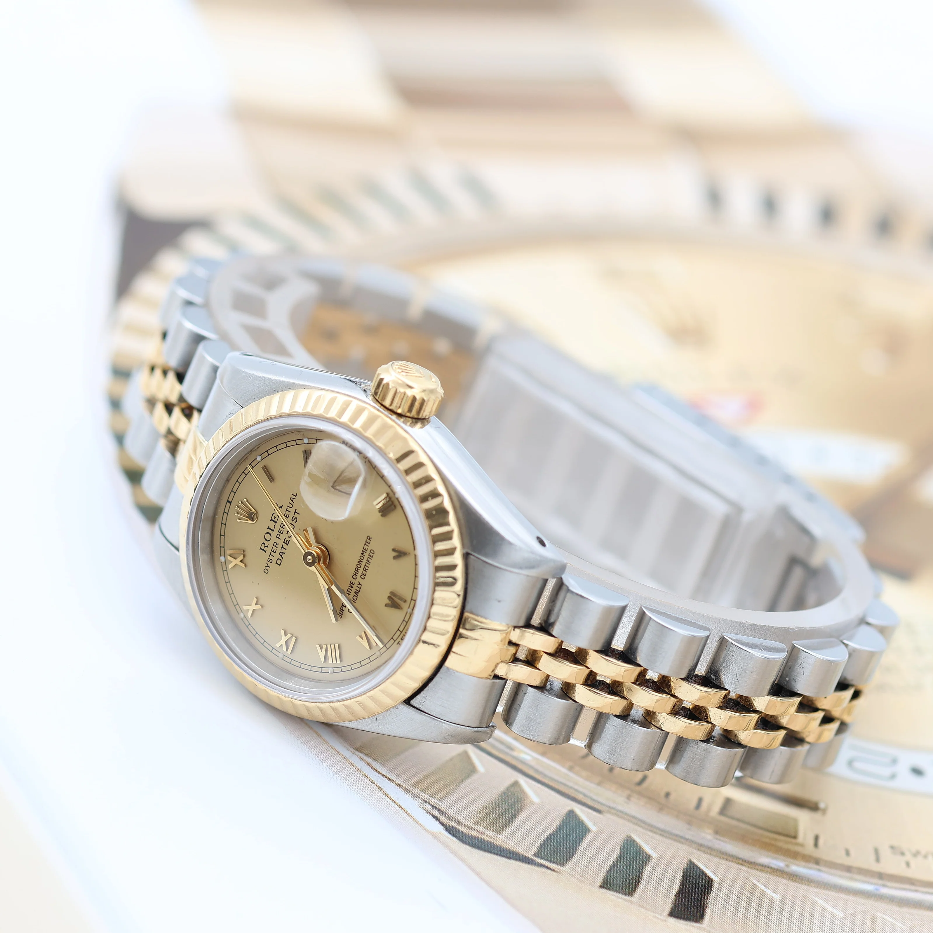 Rolex Datejust Lady ref. 69173 Steel/Gold- Jubilee Bracelet - Champagne Roman Small Dial - Full Set - Image 6