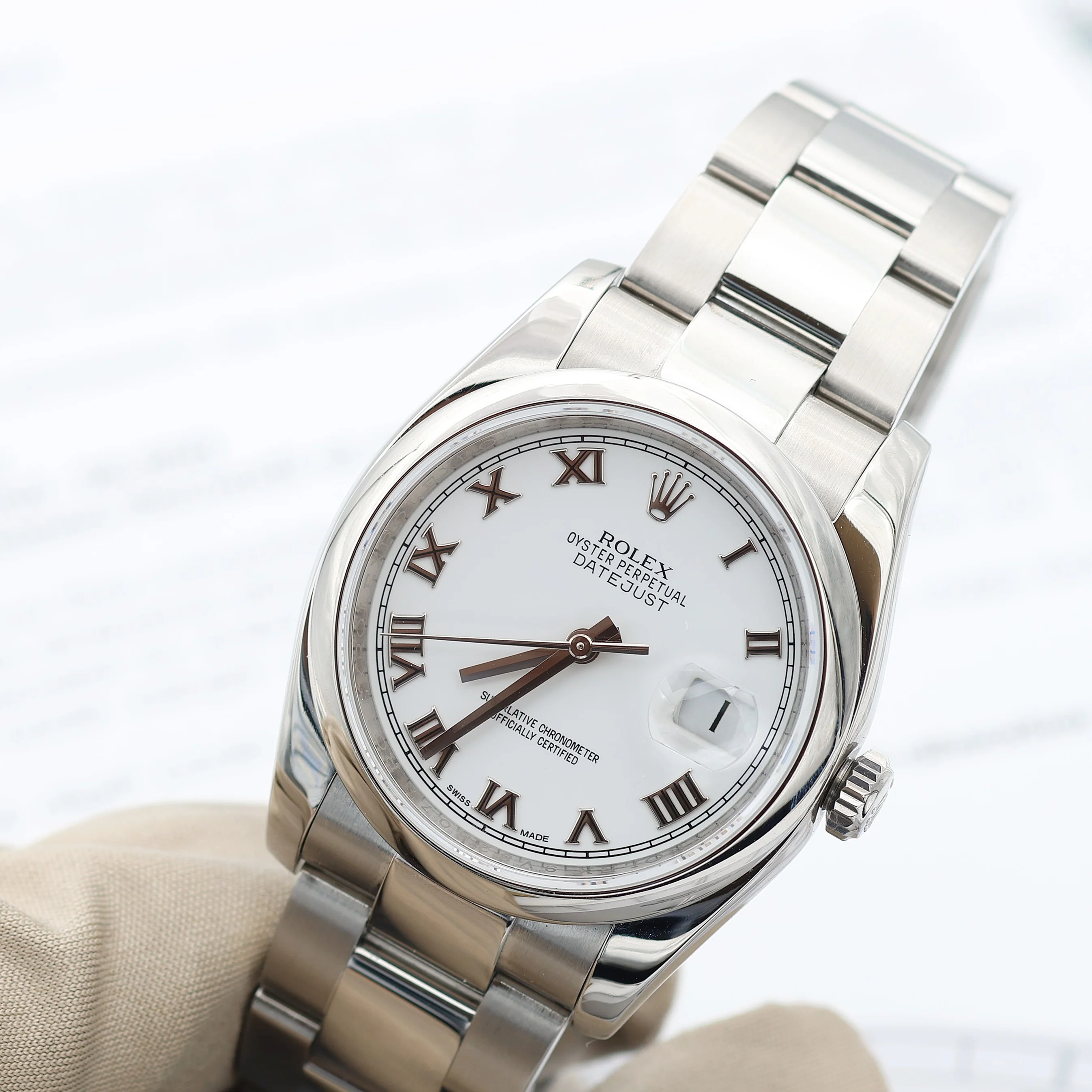 Rolex Datejust ref. 116200 White Roman Dial - Oyster Bracelet - Full set - Image 7