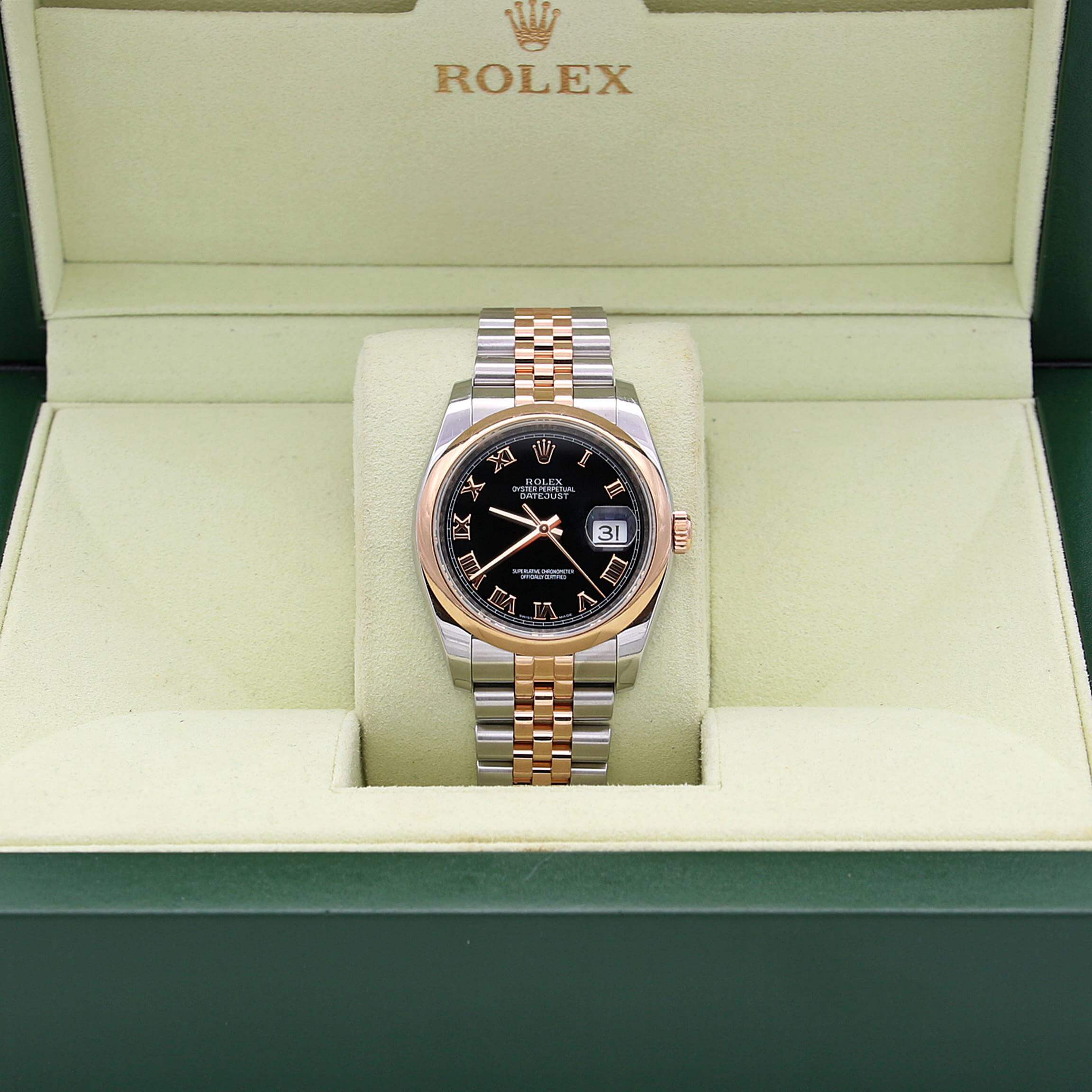 Rolex Datejust ref. 116201 Black Roman Dial Jubilee bracelet - Full Set - Image 2