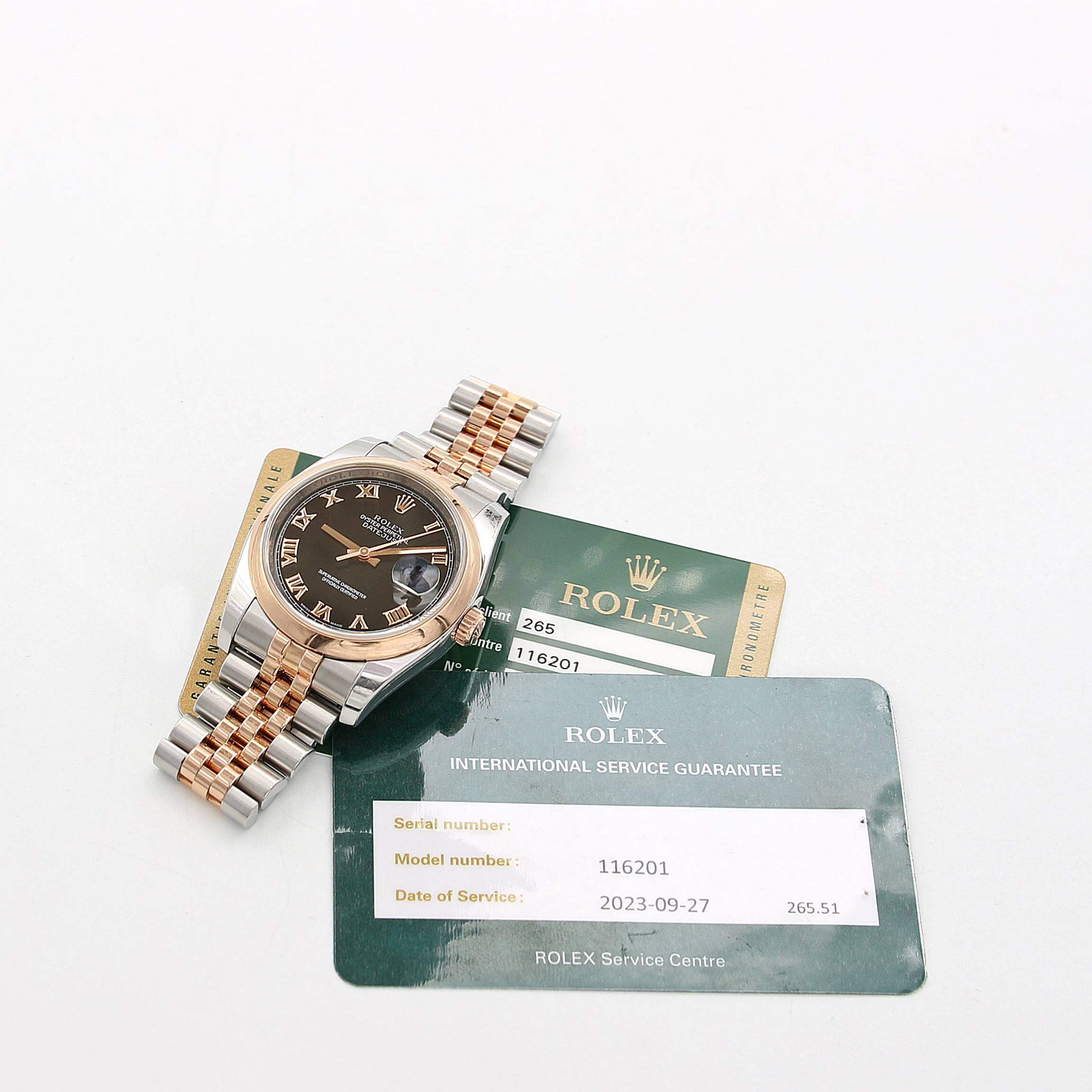 Rolex Datejust ref. 116201 Black Roman Dial Jubilee bracelet - Full Set - Image 6