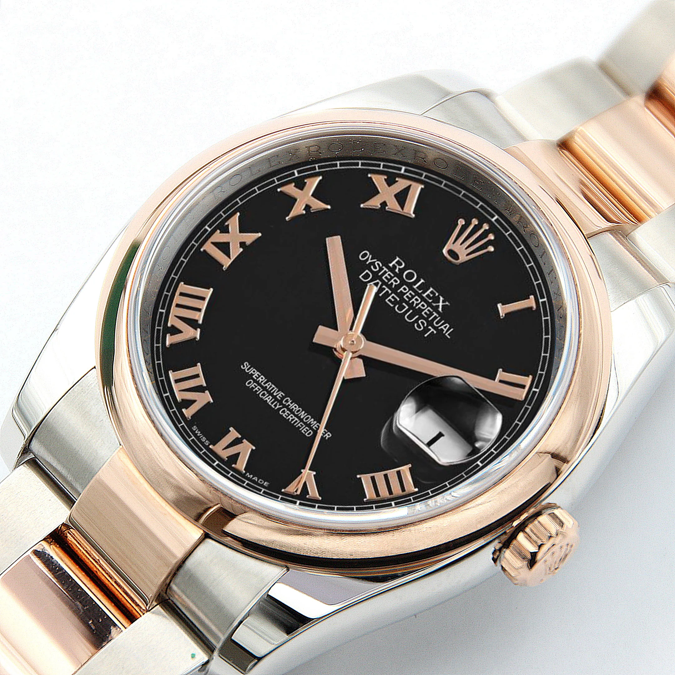 Rolex Datejust ref. 116201 Black Roman Dial Oyster bracelet - Full Set
