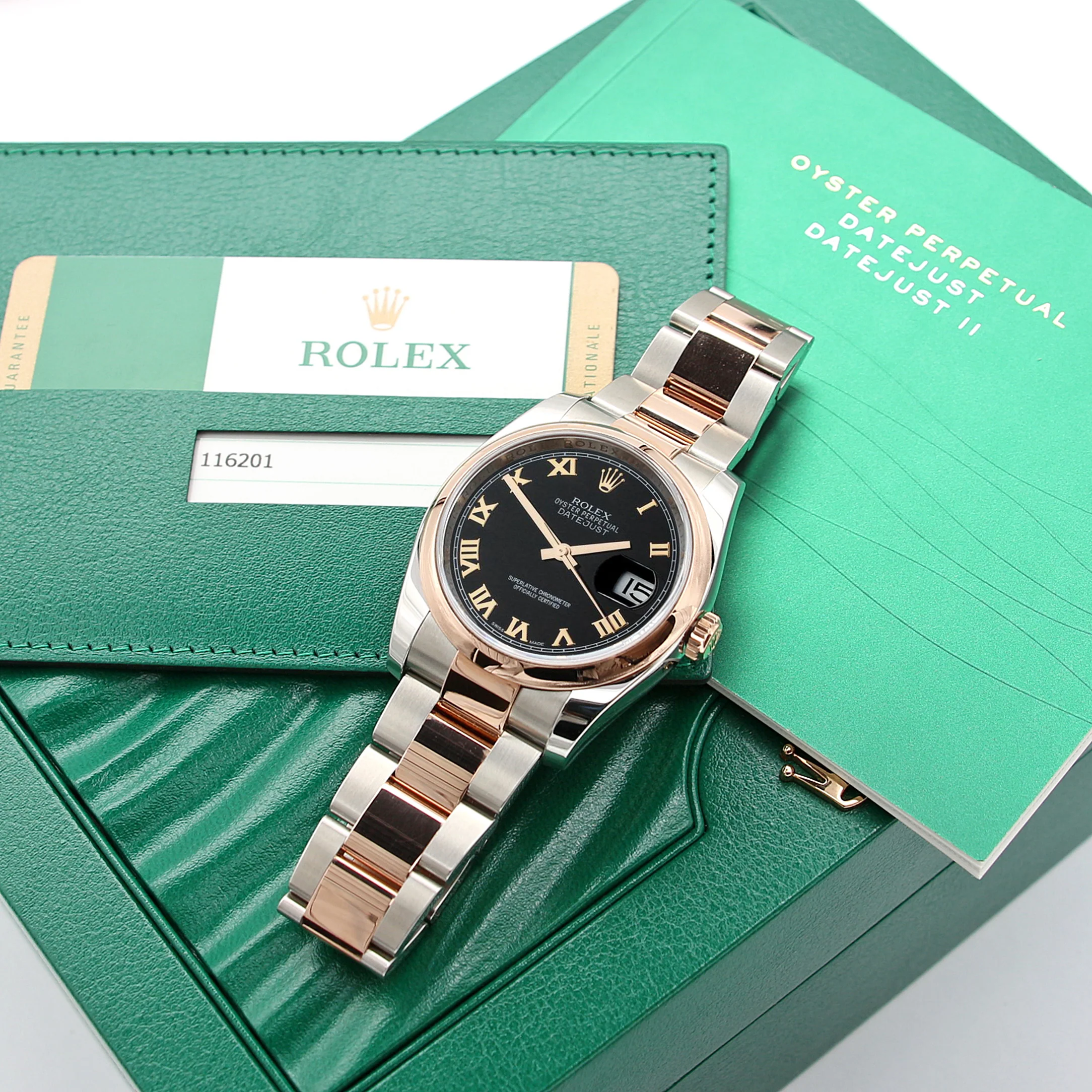 Rolex Datejust ref. 116201 Black Roman Dial Oyster bracelet - Full Set - Image 6