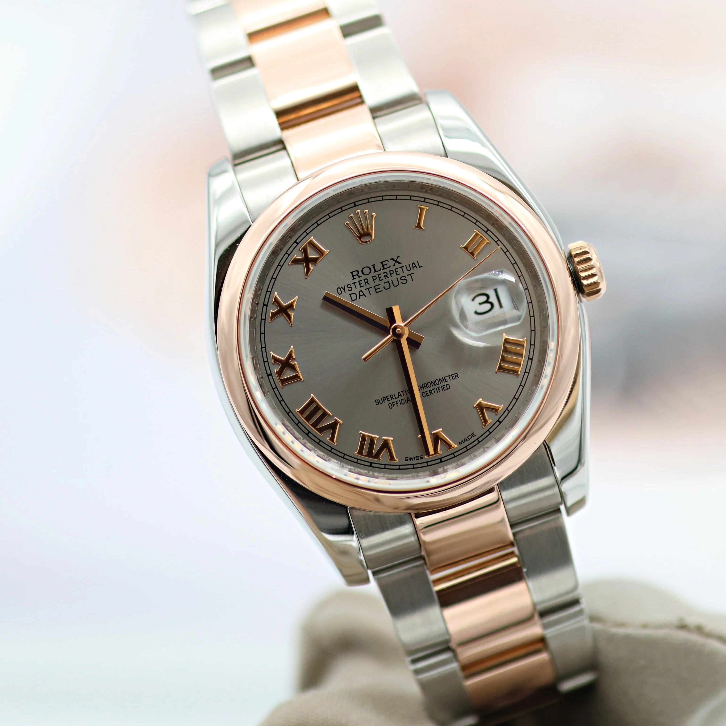 Rolex Datejust ref. 116201 Grey Roman Dial Oyster bracelet - Image 2