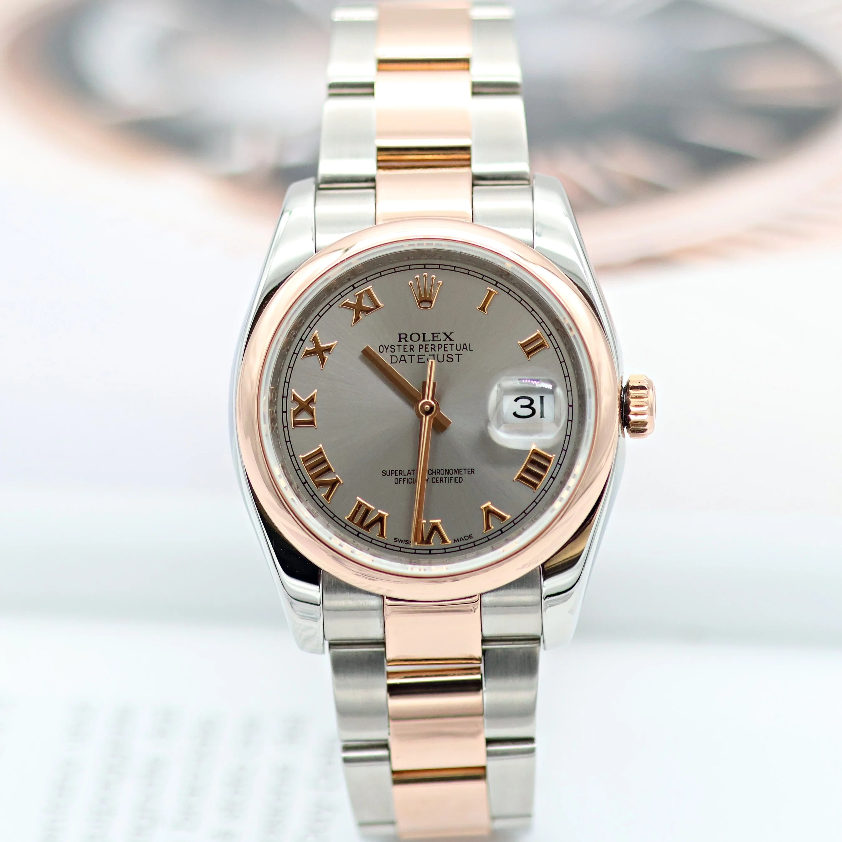 Rolex Datejust ref. 116201 Grey Roman Dial Oyster bracelet - Image 7
