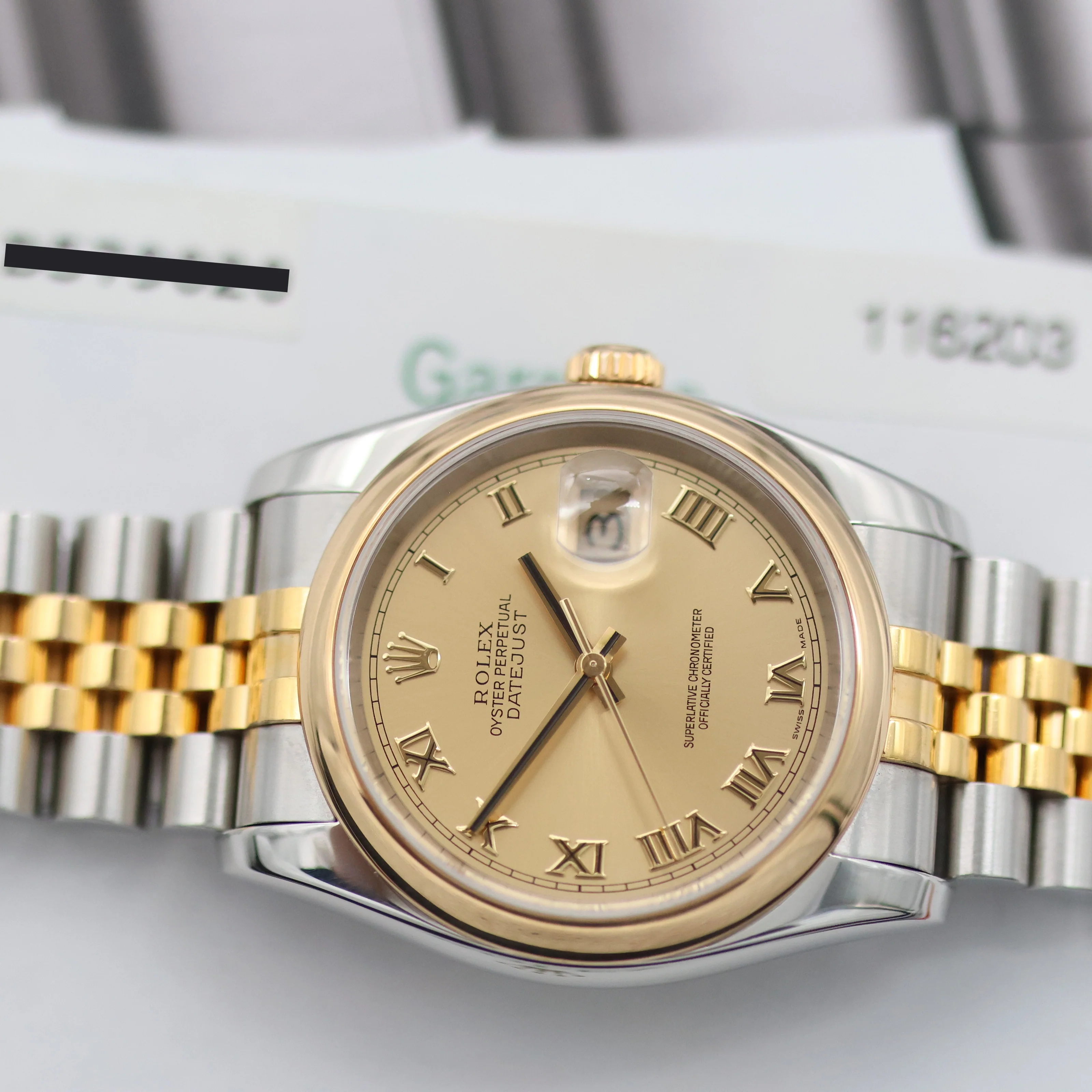 Rolex Datejust ref. 116203 Champagne Roman Dial Jubilee - Full Set - Image 13