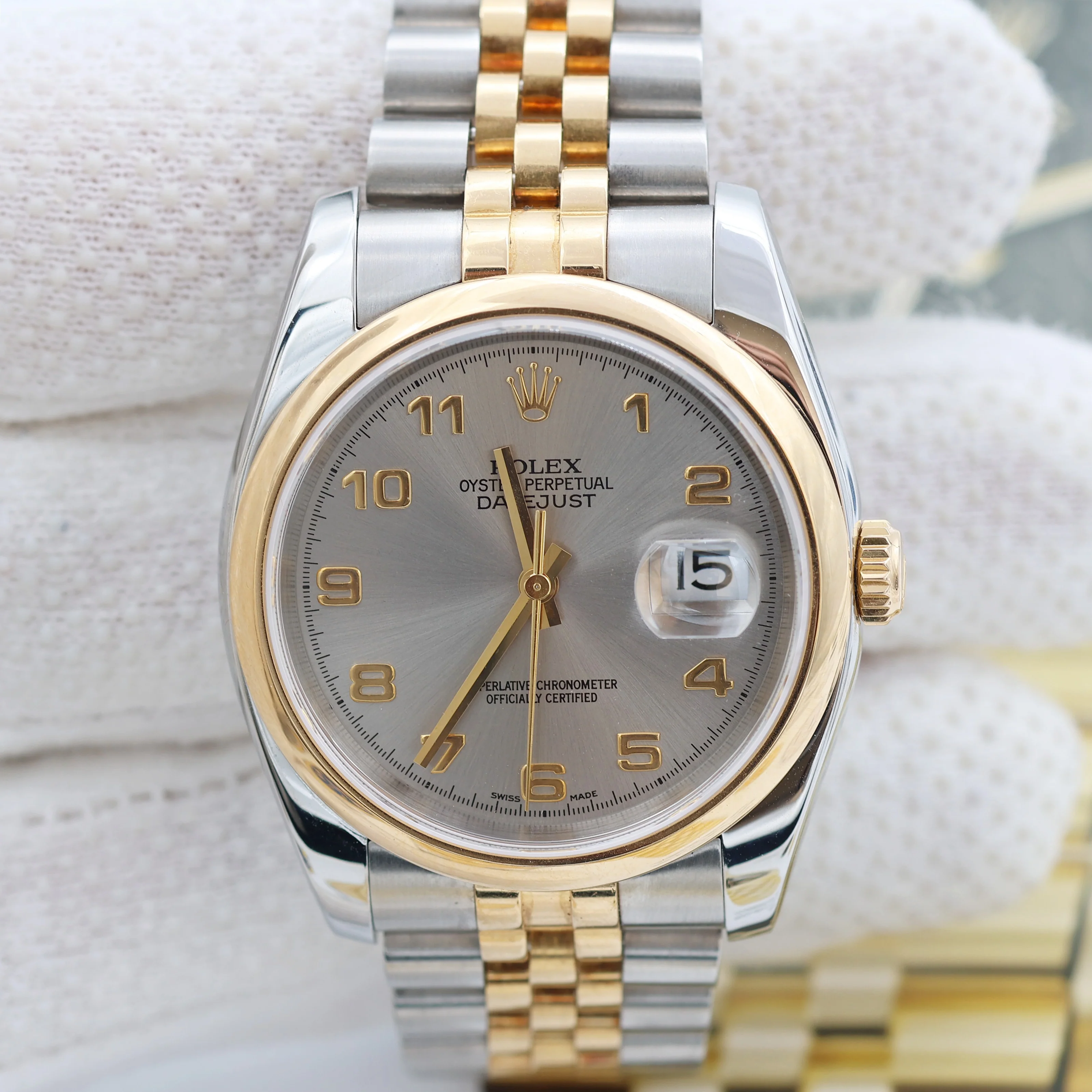 Rolex Datejust ref. 116203 Grey Arabic Dial Jubilee Bracelet - Full Set - Image 4