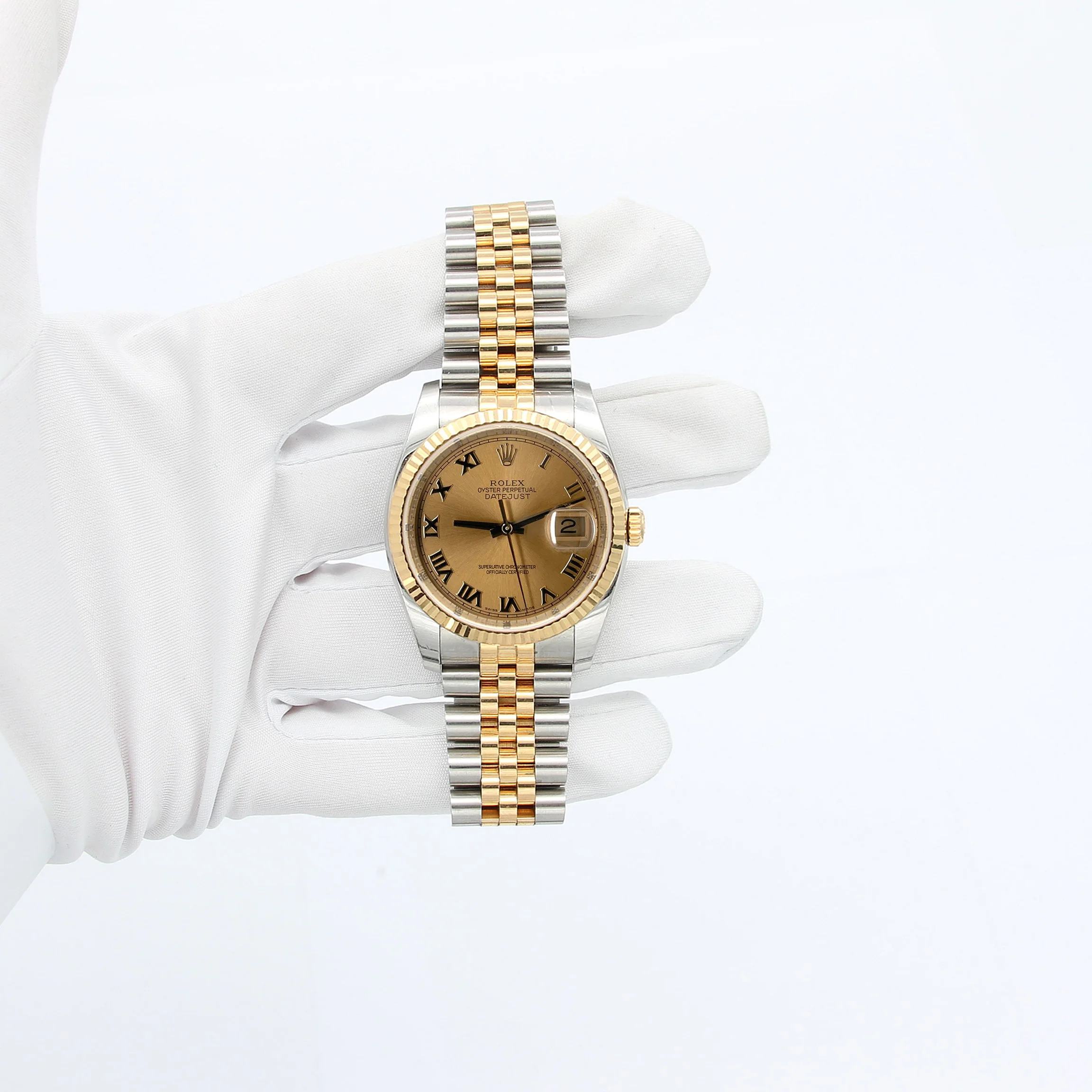 Rolex Datejust ref. 116233 Champagne Roman Dial - Jubilee Bracelet - Full Set - Image 2
