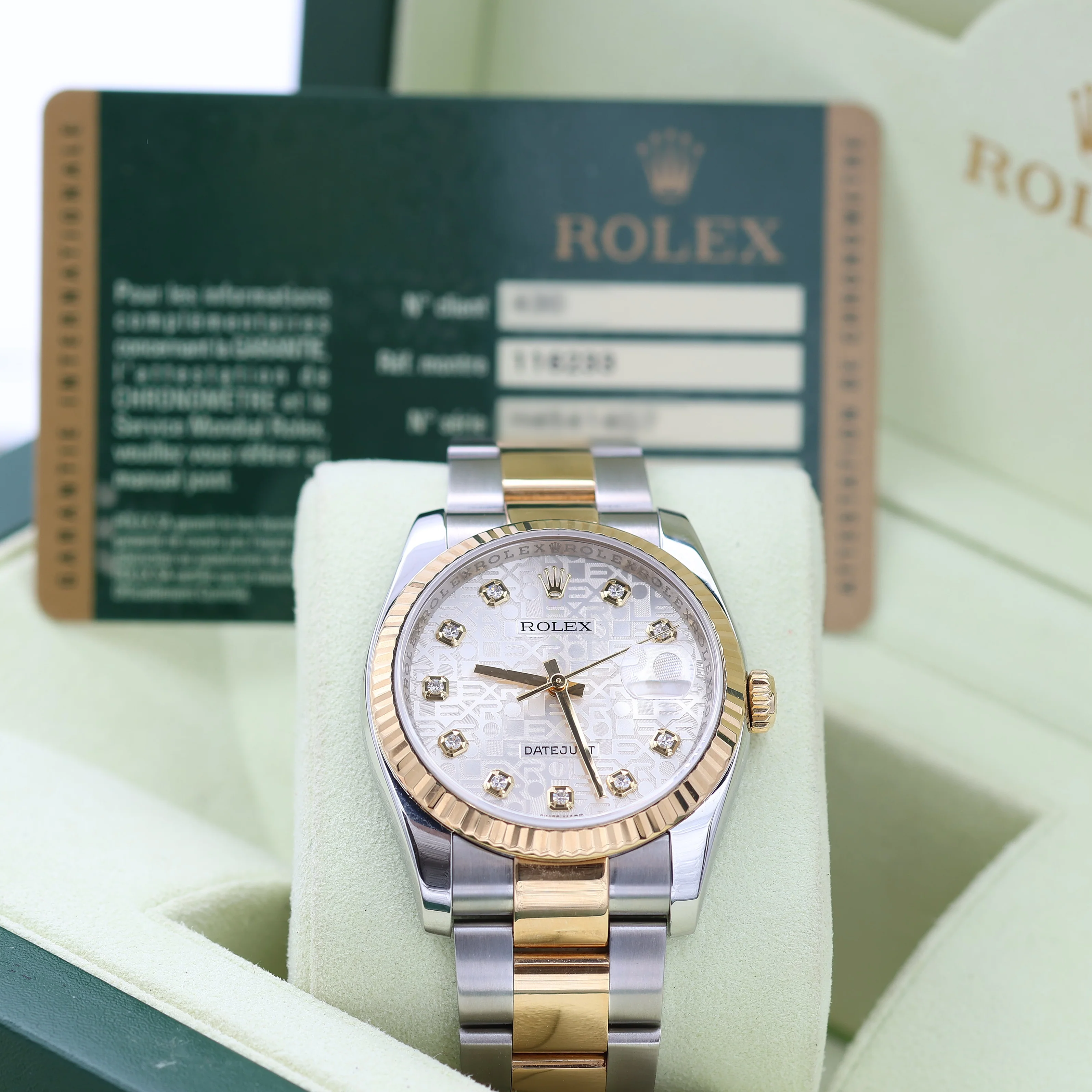 Rolex Datejust ref. 116233 Silver Diamonds Millennary Dial - Full Set