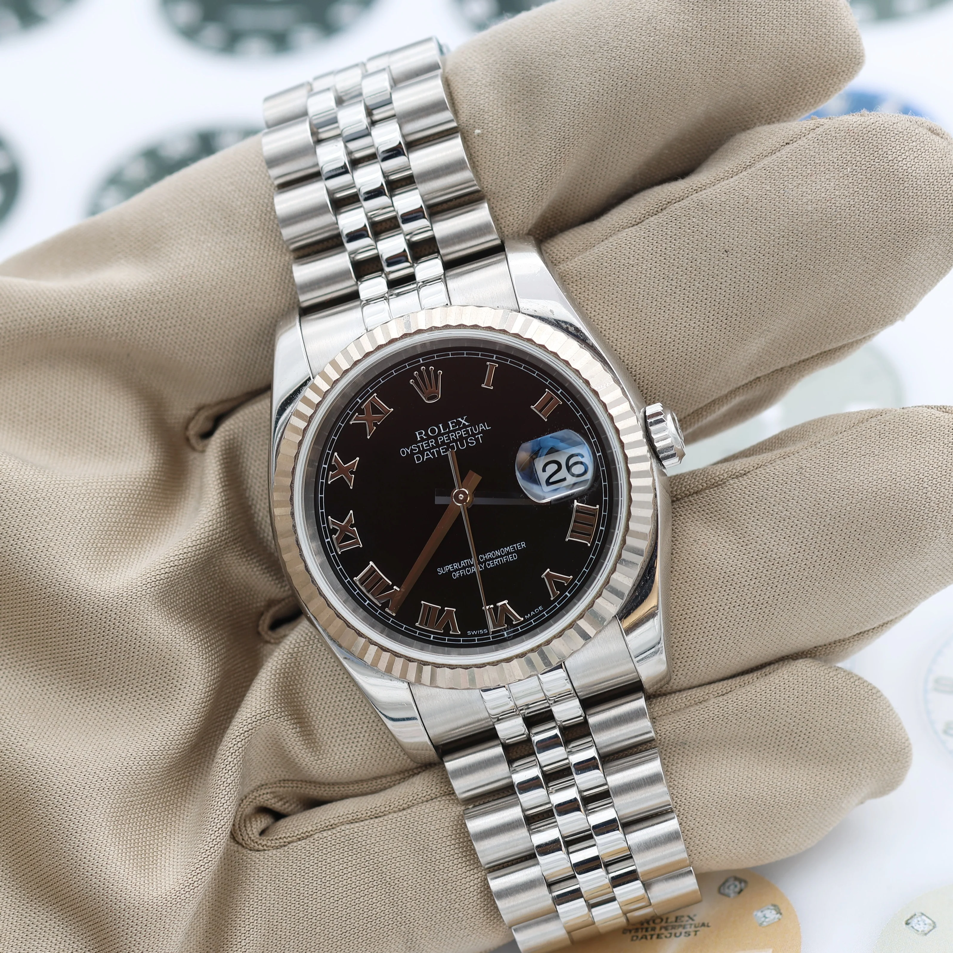 Rolex Datejust ref. 116234 Black Roman Dial - Jubilee - Full Set - Image 6