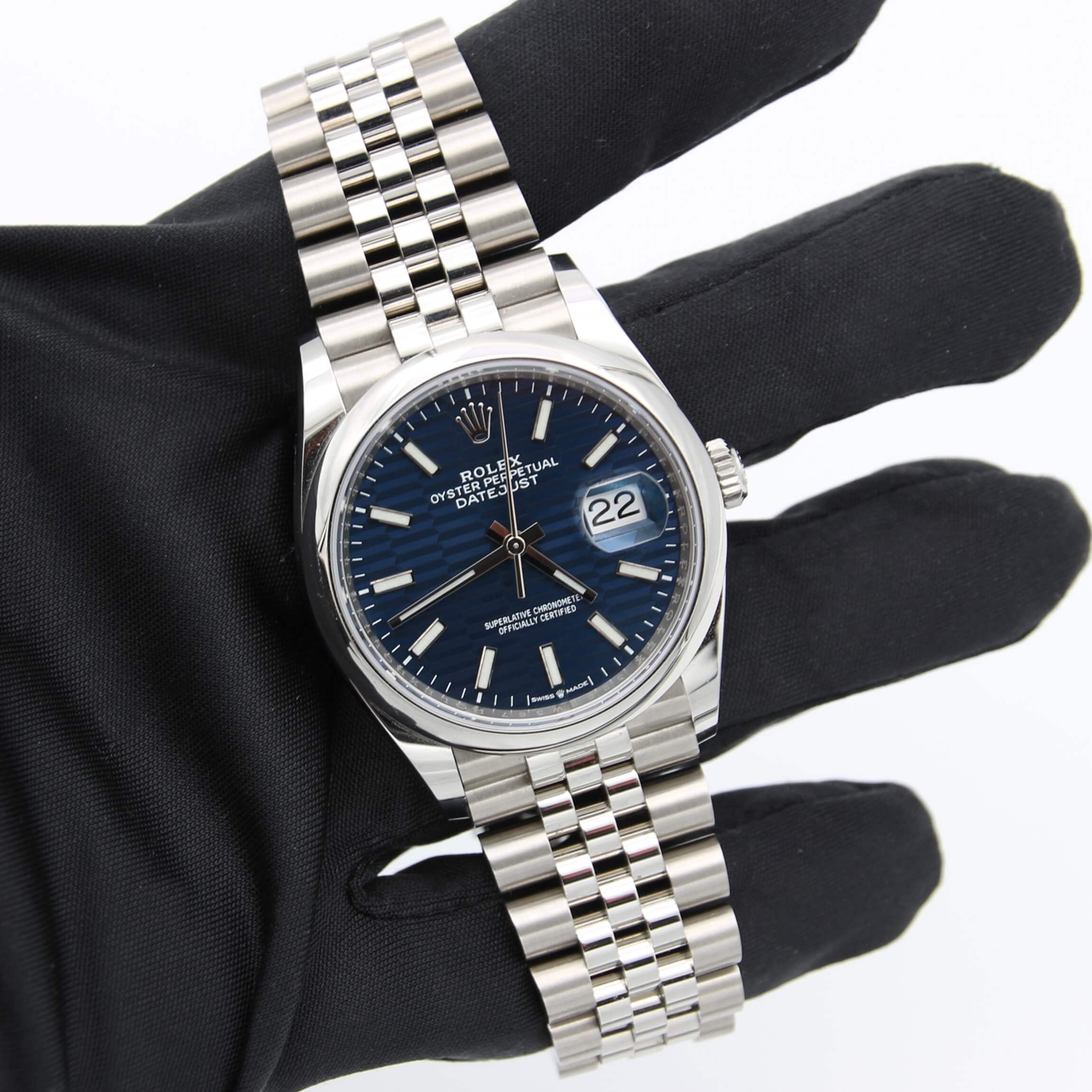 Rolex Datejust ref. 126200 Blue Motif Dial Jubilee bracelet - Full Set - Image 3