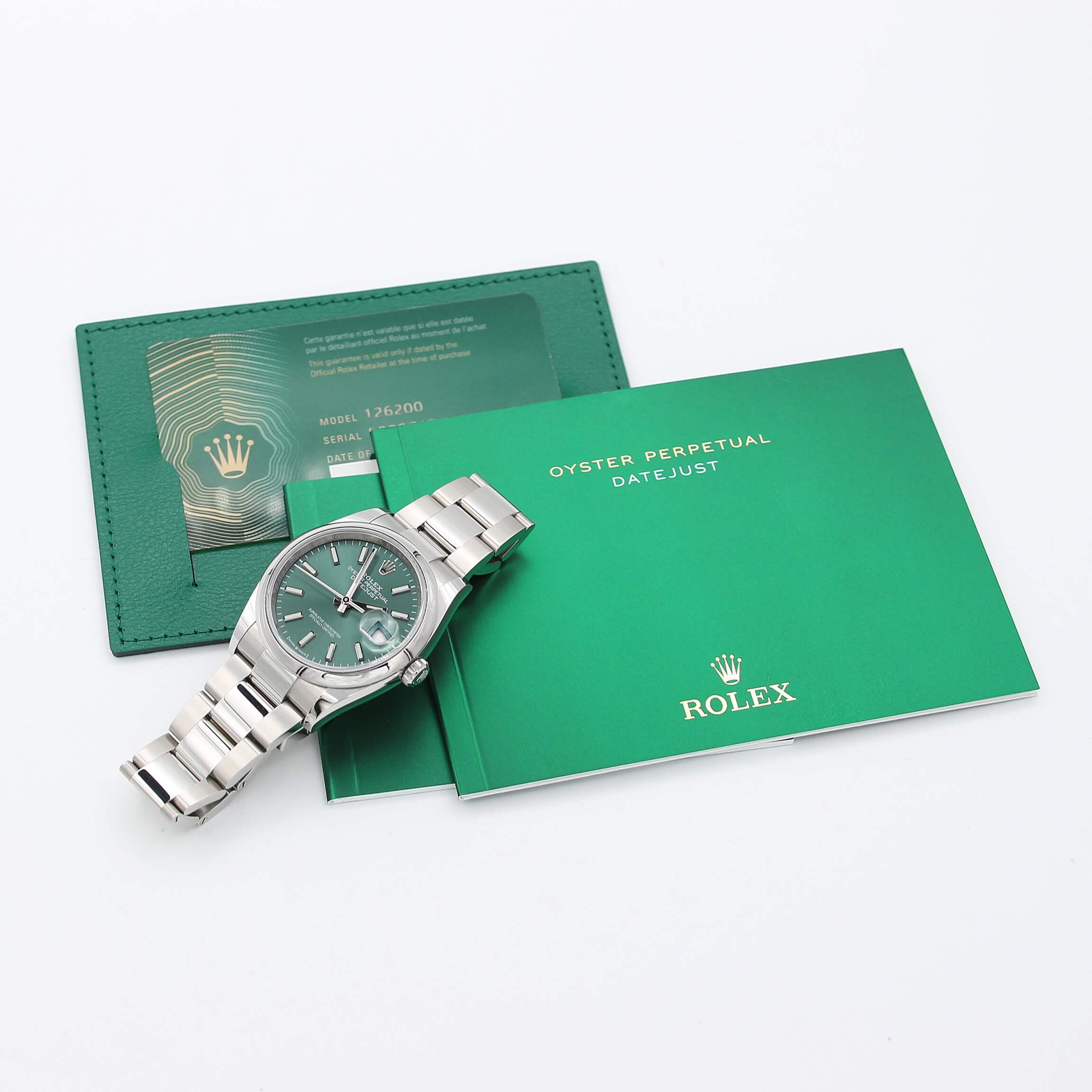 Rolex Datejust ref. 126200 Green Dial Oyster bracelet - Full Set - Image 4