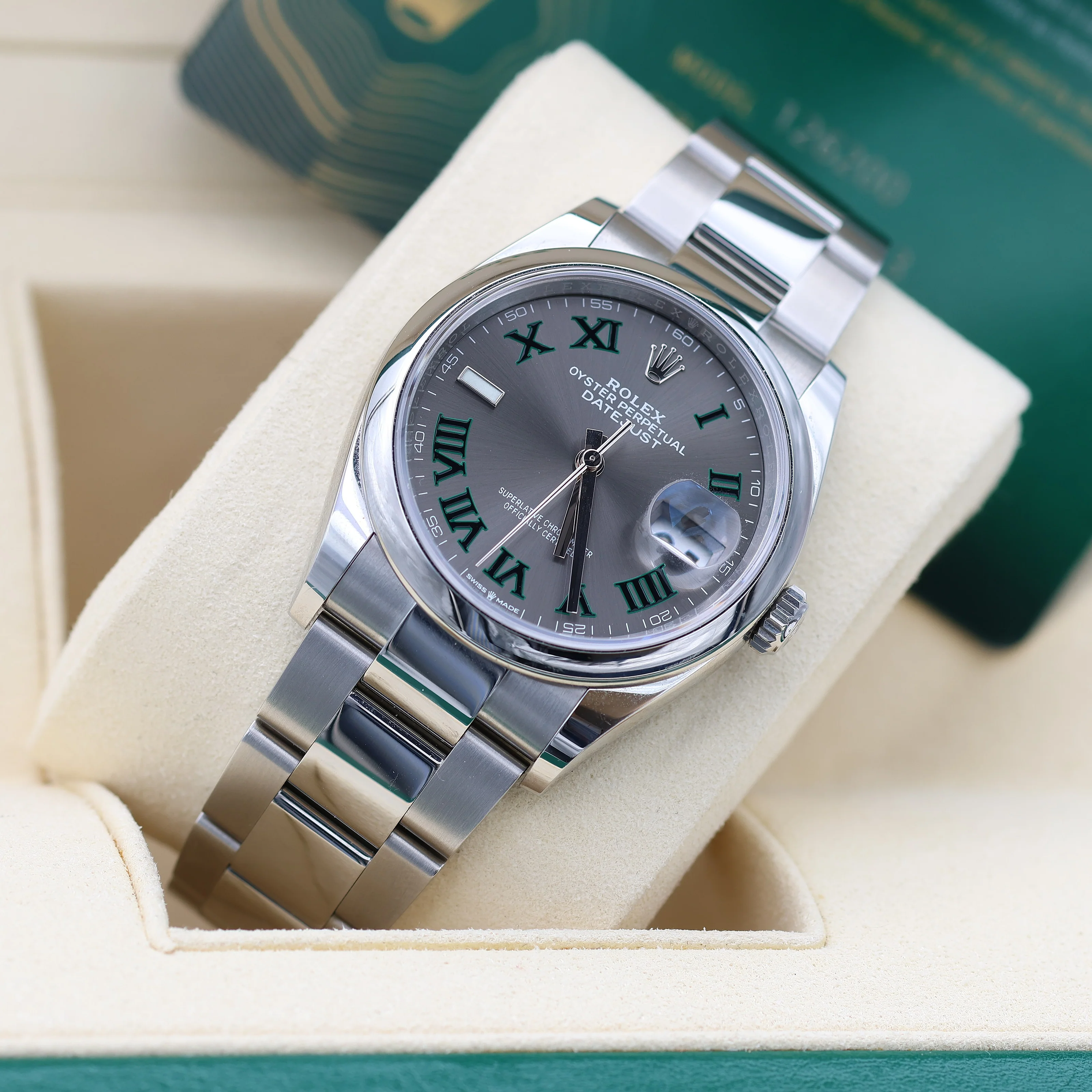 Rolex Datejust ref. 126200 Wimbledon Dial Oyster Bracelet - Full Set - Image 3