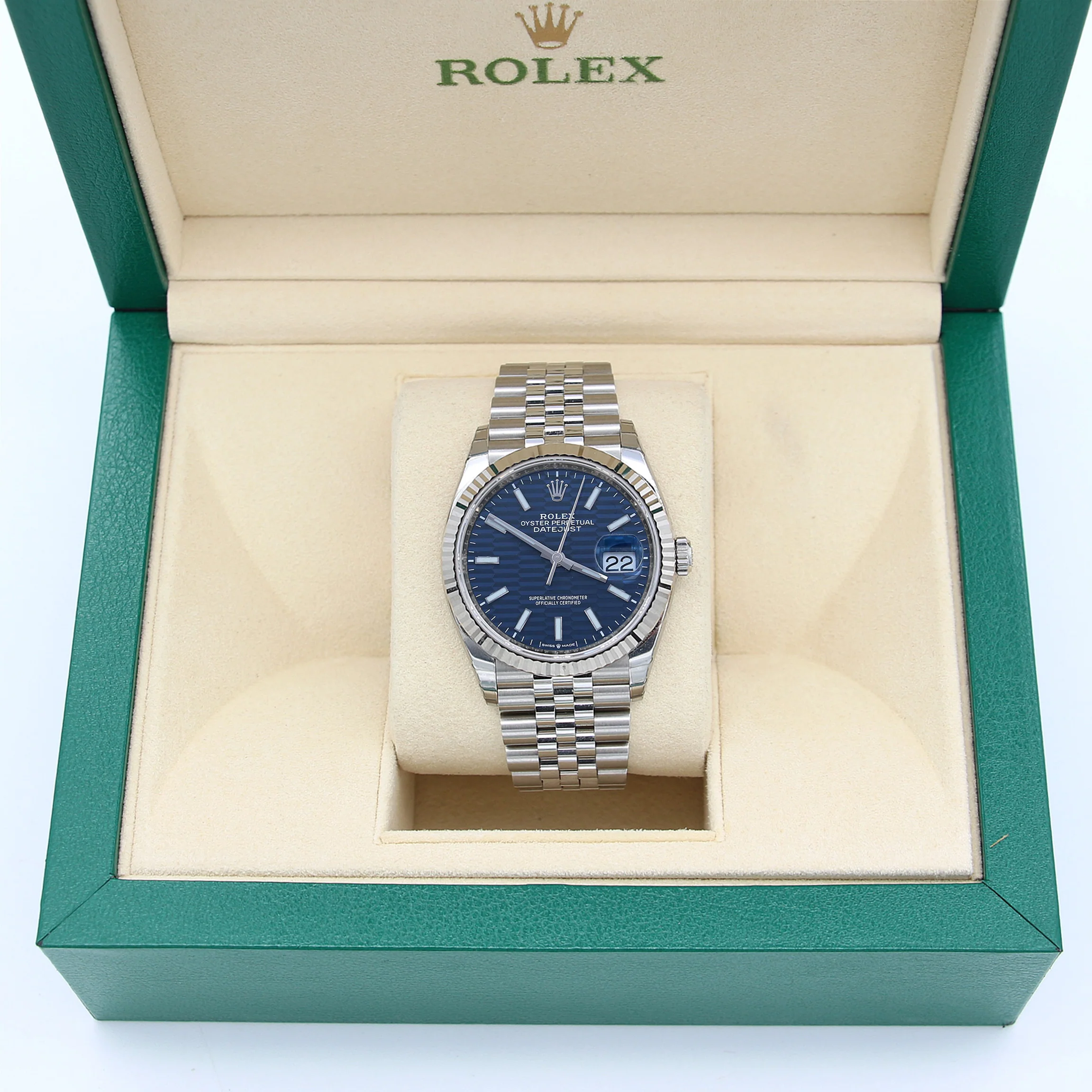 Rolex Datejust ref. 126234 Blue Motif Dial Jubilee bracelet - Full Set