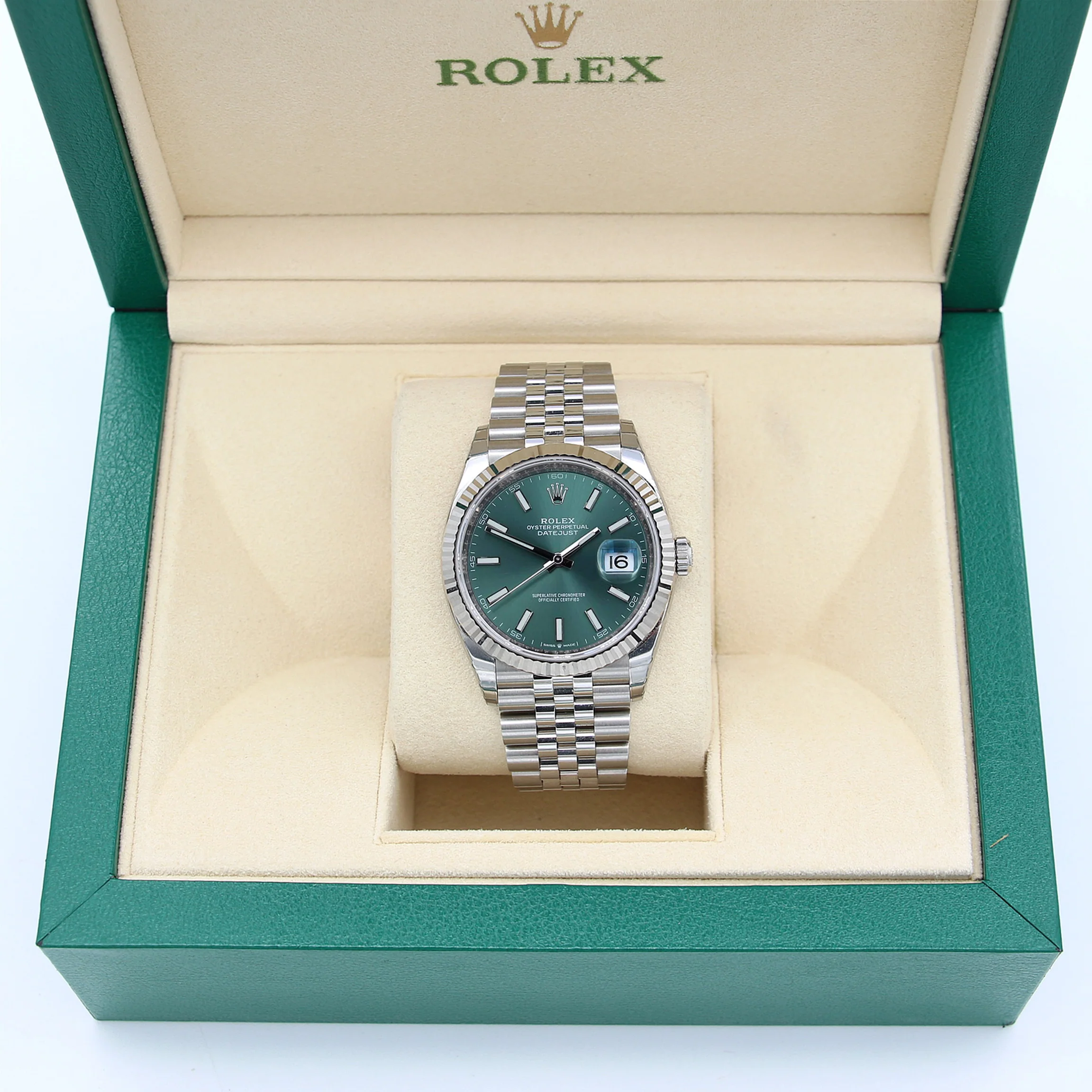 Rolex Datejust ref. 126234 Green Dial Jubilee bracelet - Full Set